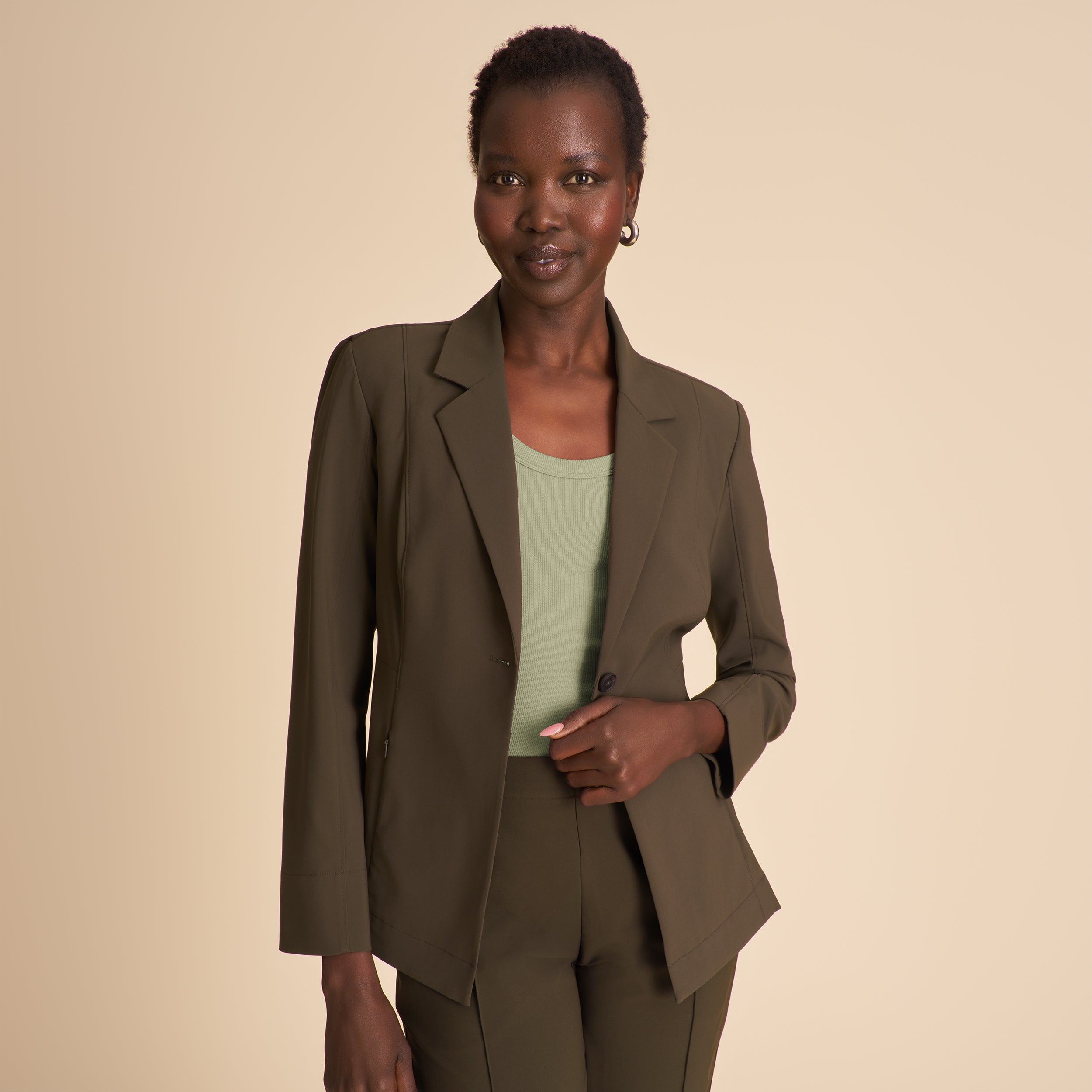 Moreland Travel Blazer - OrigamiTech :: Olive – M.M.LaFleur