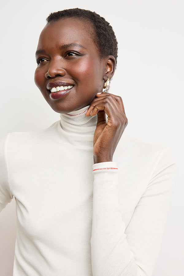 Axam Layering Turtleneck - Contrast Organic Ribbed Pima Cotton