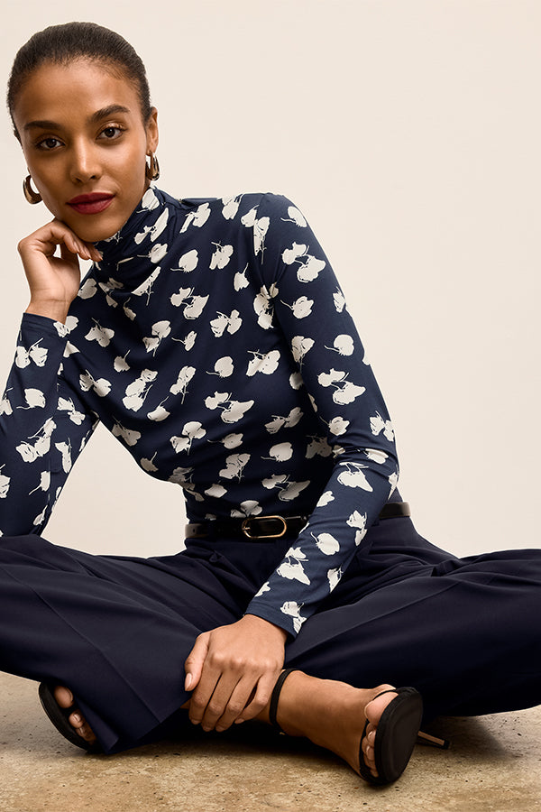 Axam Turtleneck - Printed Jersey :: Petal Print – M.M.LaFleur