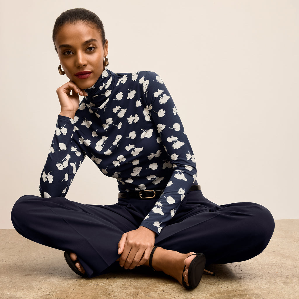 Axam Turtleneck - Printed Jersey :: Petal Print – M.M.LaFleur