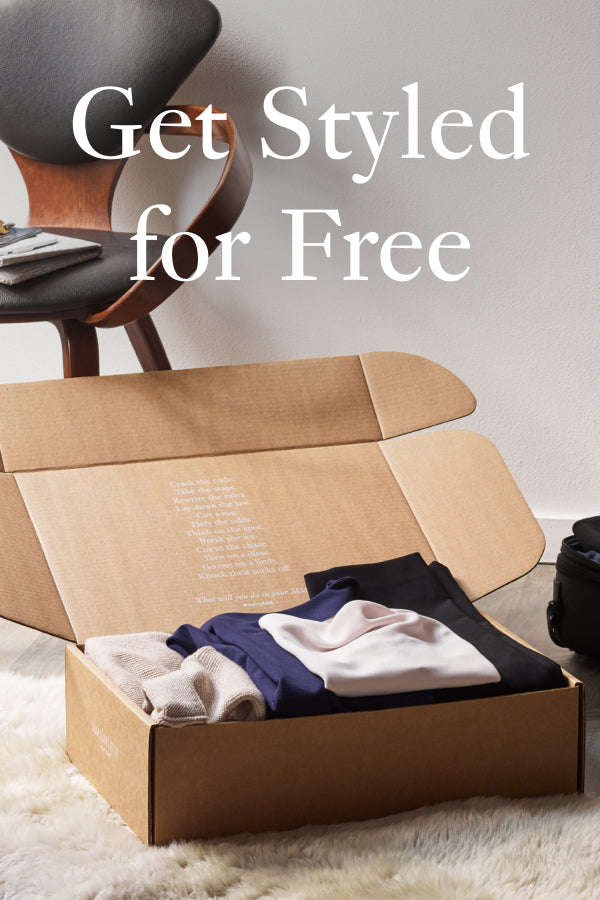 image of a box of clothes with the copy "Get Styled for Free" overlayed