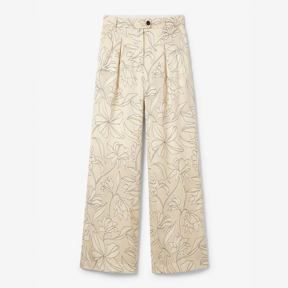 Bia Pleated Trouser - Printed Burnout :: Black/Ivory