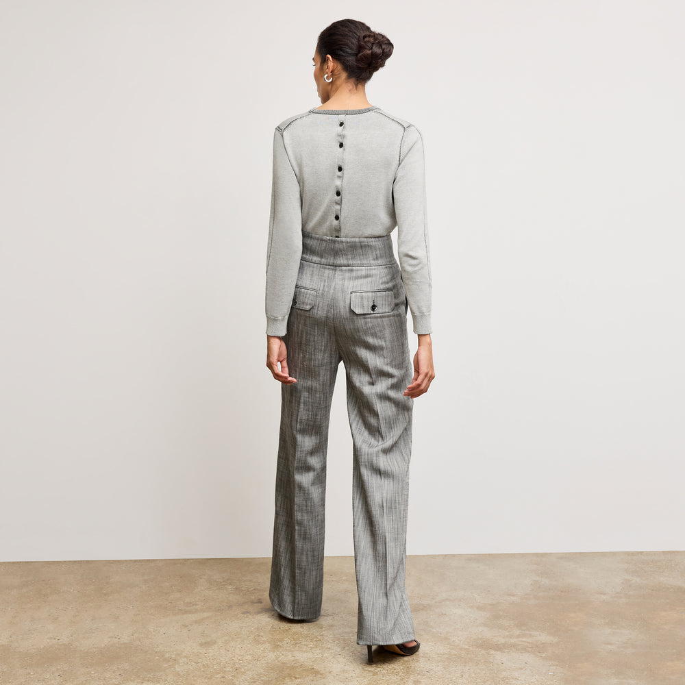 Back image of the bronny pant in Black/White Porto Weave