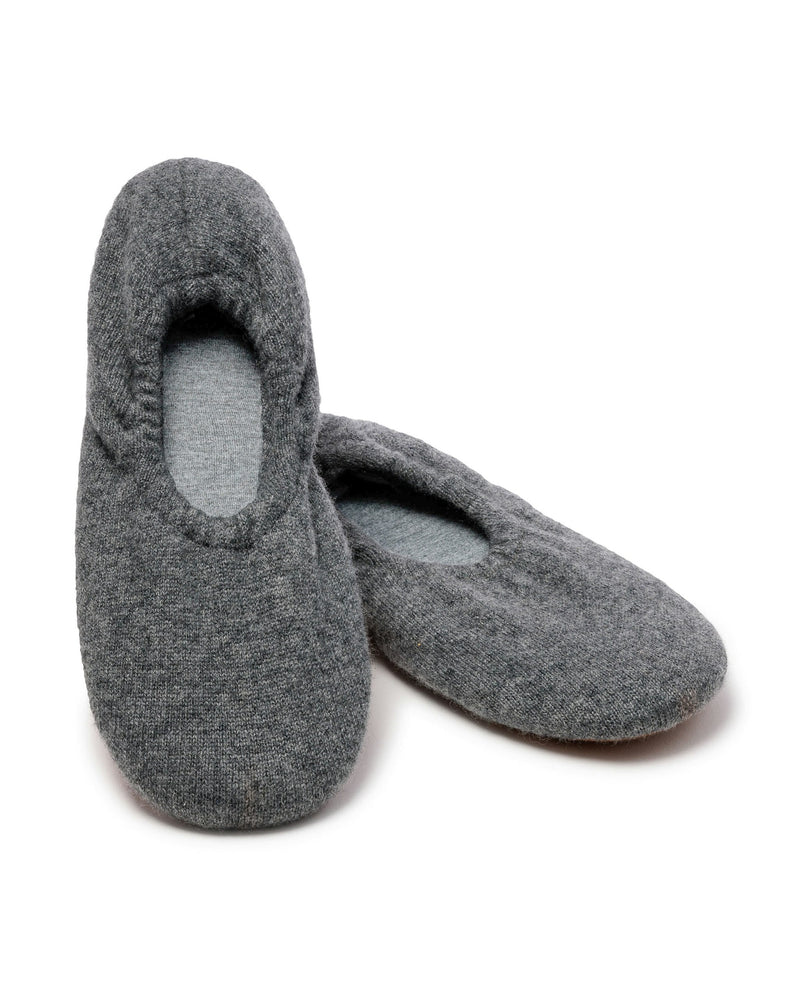 Petite Plume Cashmere Slippers in Dark Heather Grey