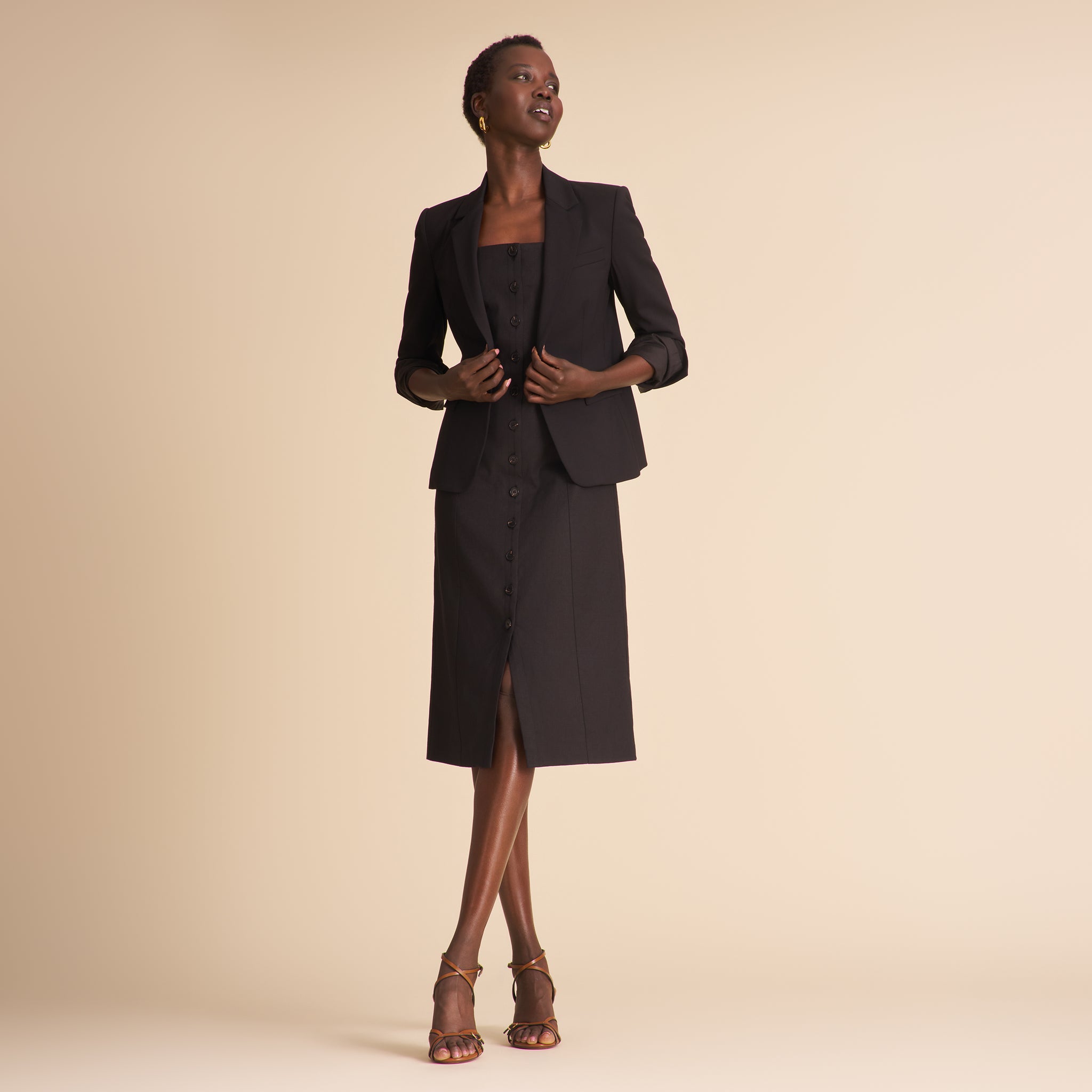 Carla Femme Power Dress - Linen :: Black – M.M.LaFleur