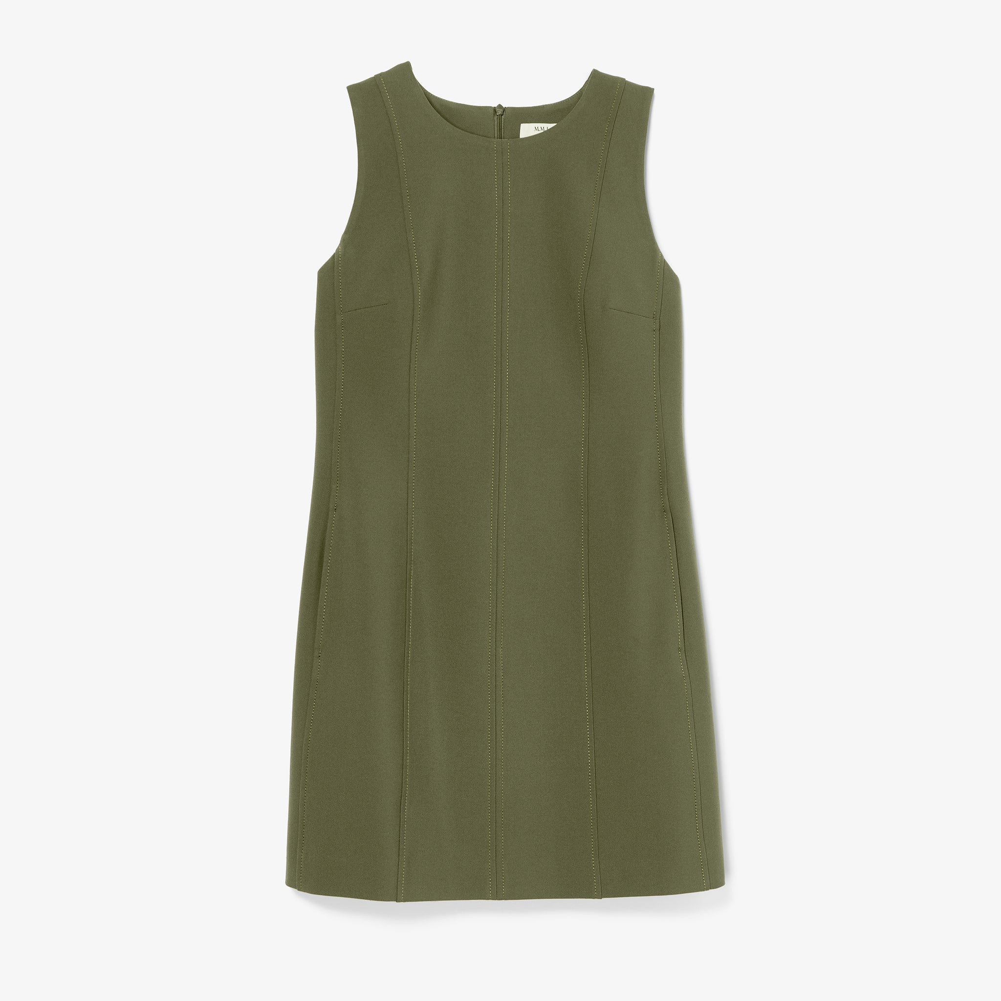 Packshot image of the Front image of a woman wearing 
The Carolina Dress-Flex Suiting :: Bright Olive