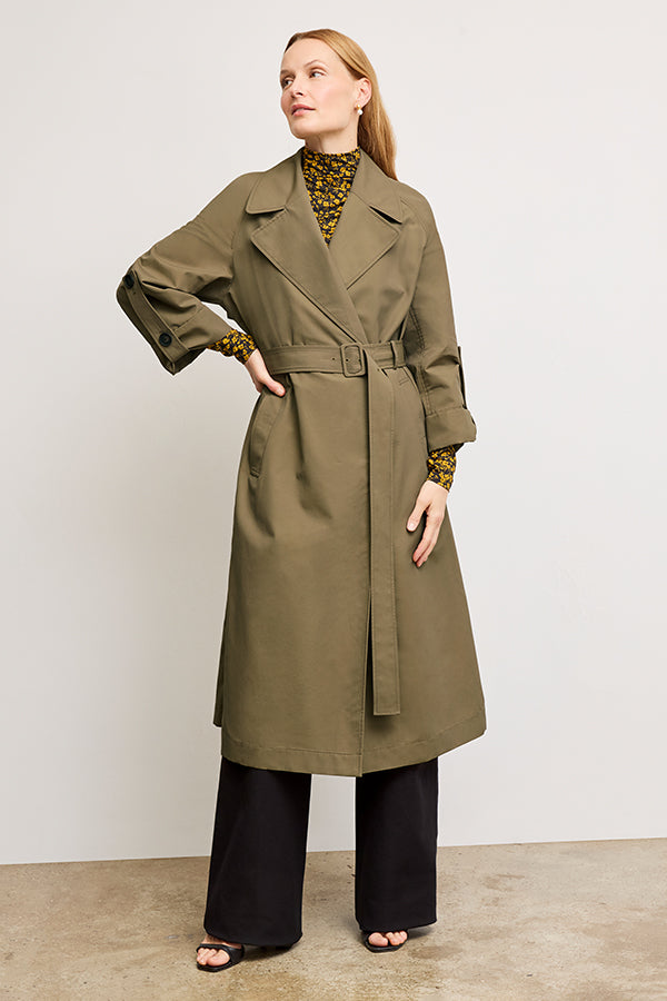 Curtis Statement Trench :: Bancha Green – M.M.LaFleur