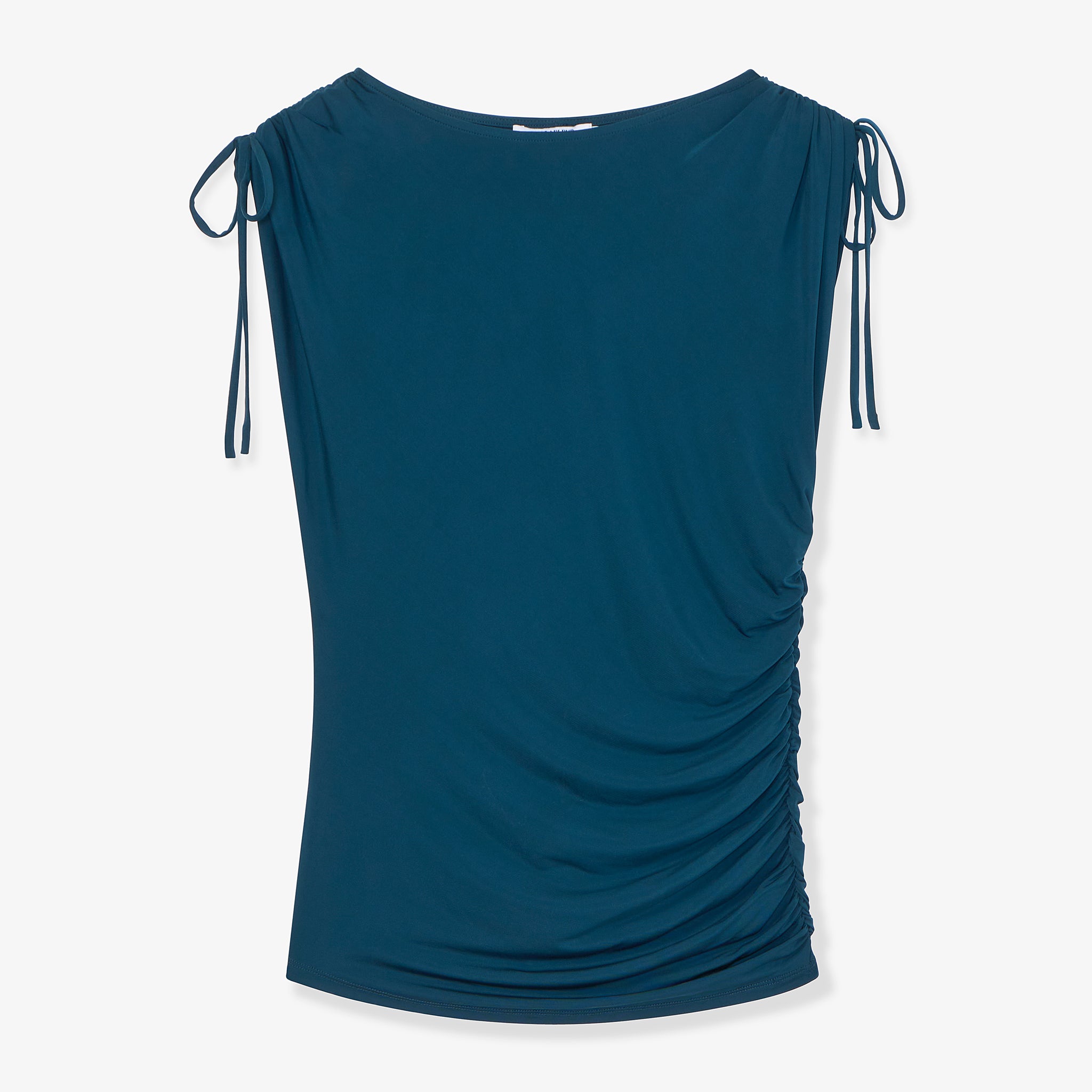 Dotty Cinch-Sleeve Top - Light Jersey :: Moroccan Blue