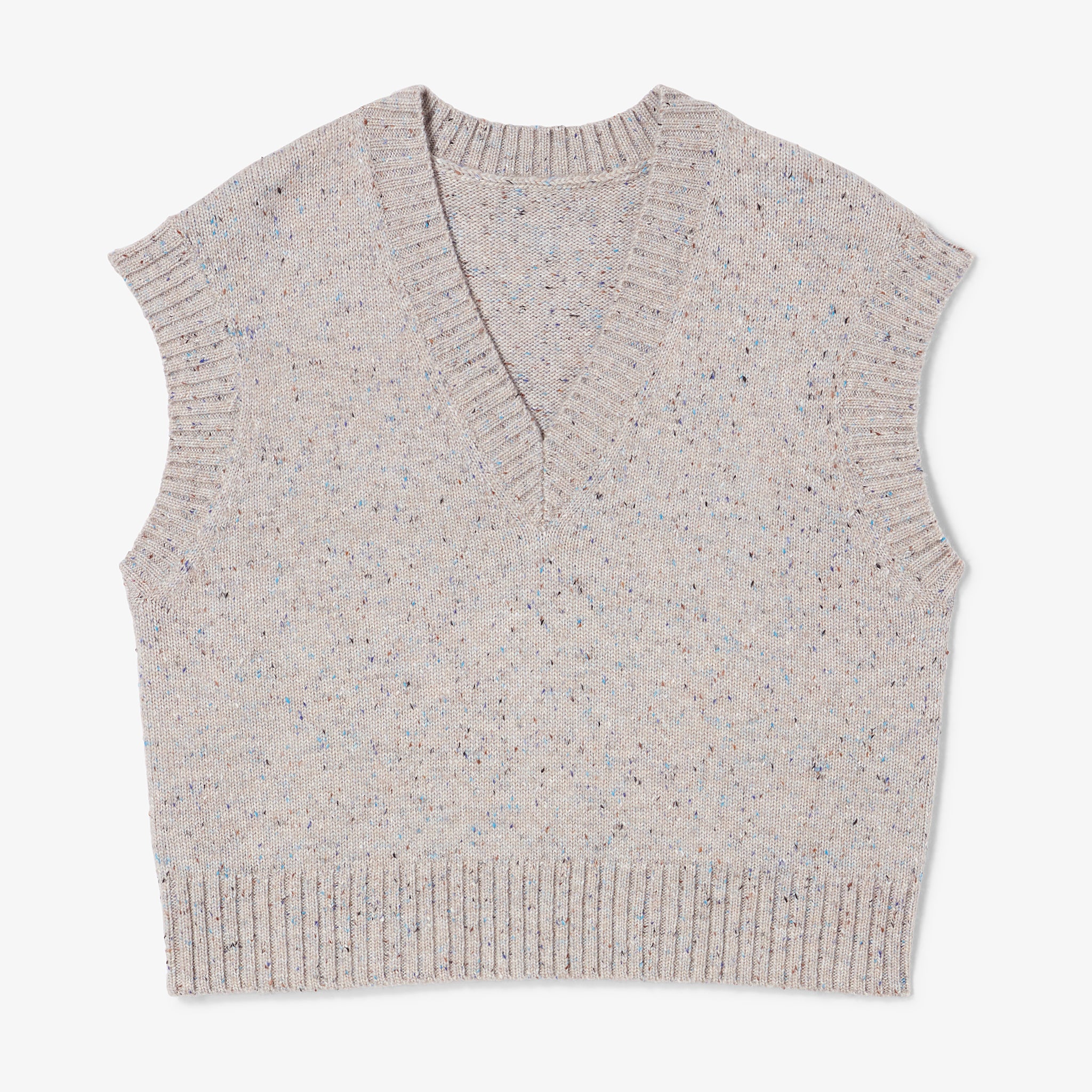 Beige knitted vest on a white background 