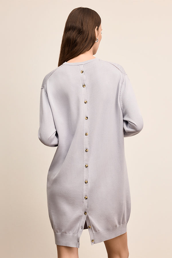M.M.LaFleur Women's Cotton Silk Knit Eve Sweater Dress - Blue - Size Medium
