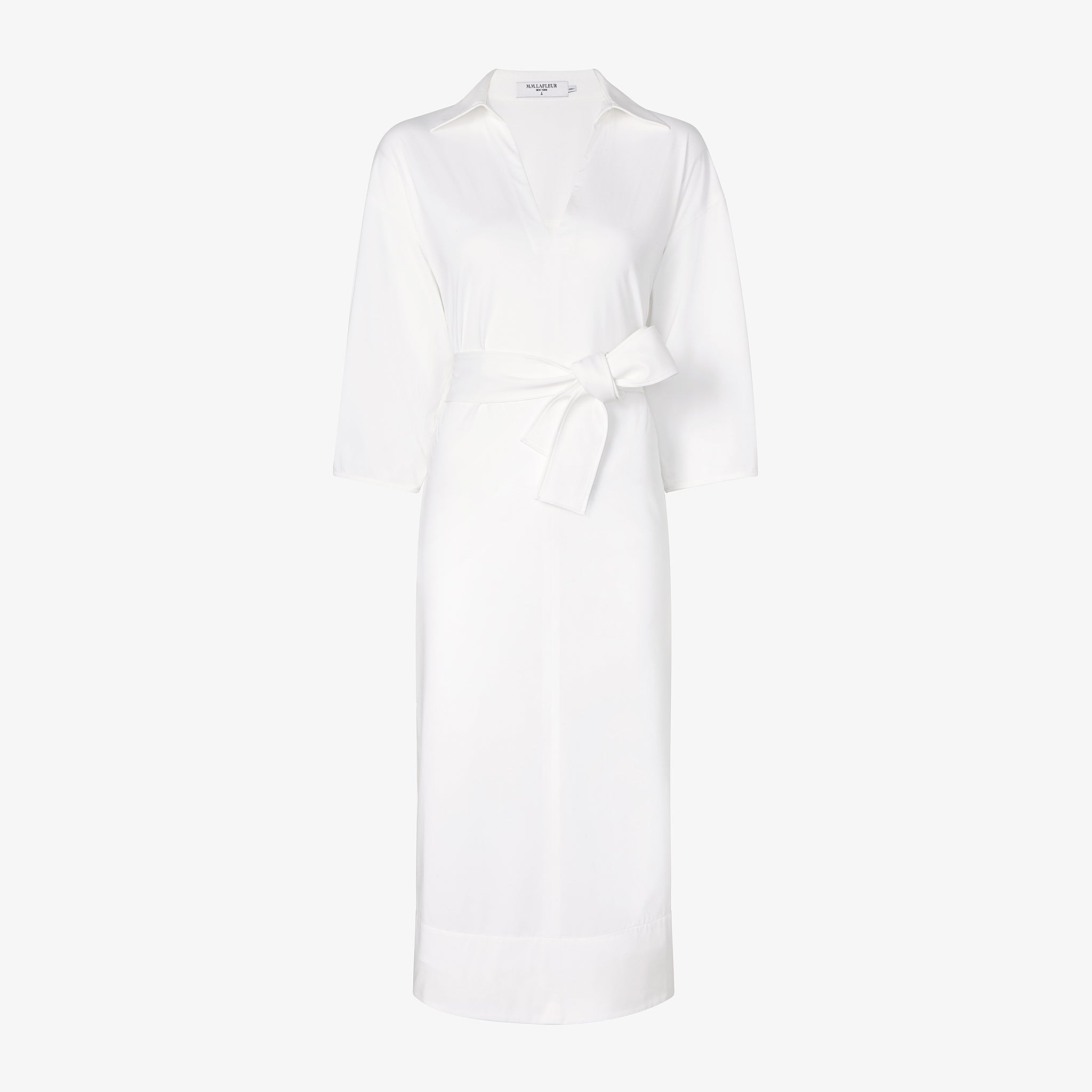 Fanfan Shirt Dress - Knit Poplin :: White M Fanfan Shirt Dress - Knit Poplin :: White M