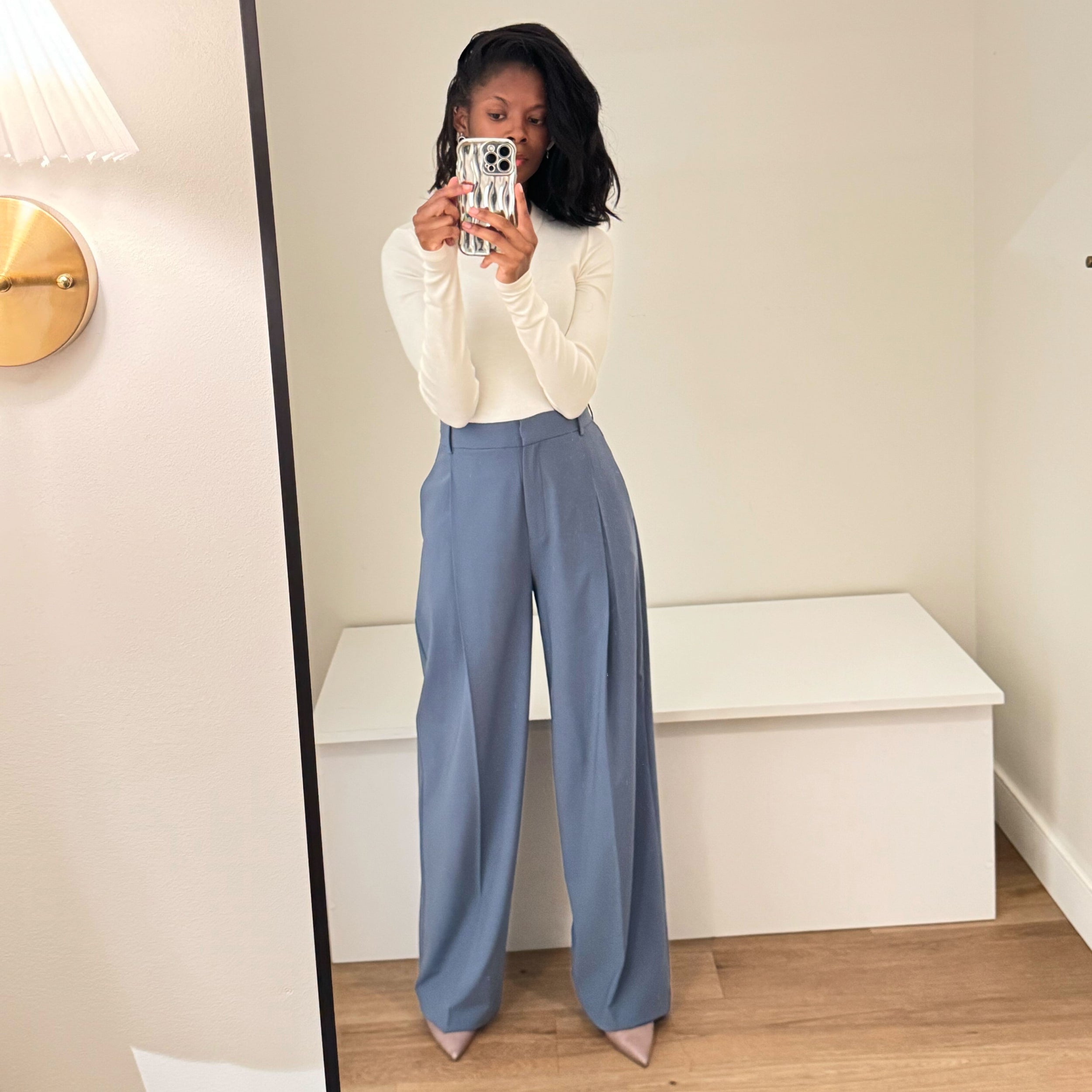Rina Sculptural Trouser - OrigamiTech :: Dusty Blue – M.M.LaFleur
