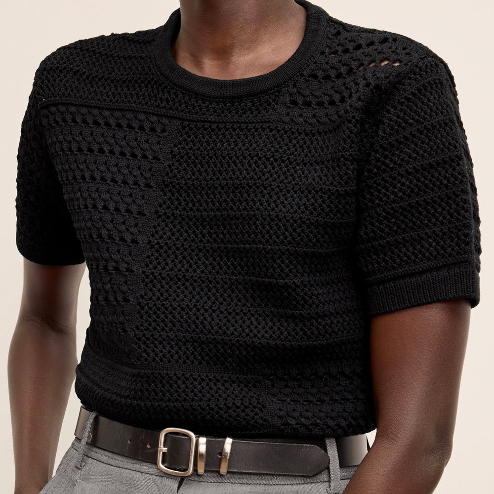 Front detail image of a woman wearing the Sina top