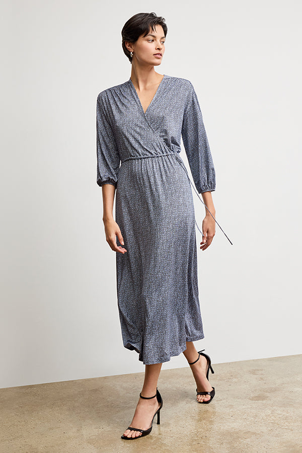 M.M.LaFleur Women's Hope Wrap Dress - Printed Jersey - Blueprint Sketch M.M.LaFleur Women's Hope Wrap Dress - Printed Jersey - Blueprint Sketch