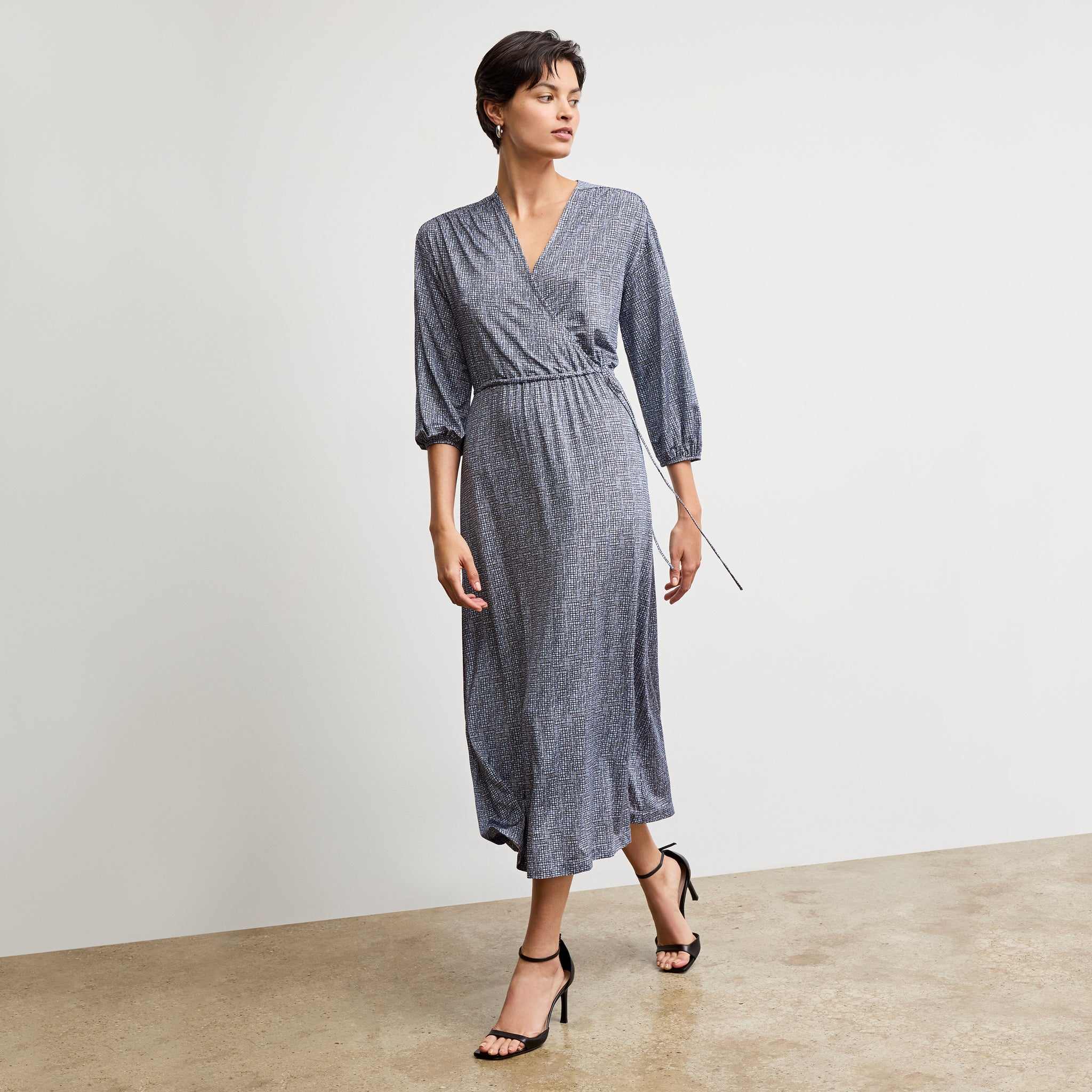 M.M.LaFleur Women's Hope Wrap Dress - Printed Jersey - Blueprint Sketch M.M.LaFleur Women's Hope Wrap Dress - Printed Jersey - Blueprint Sketch