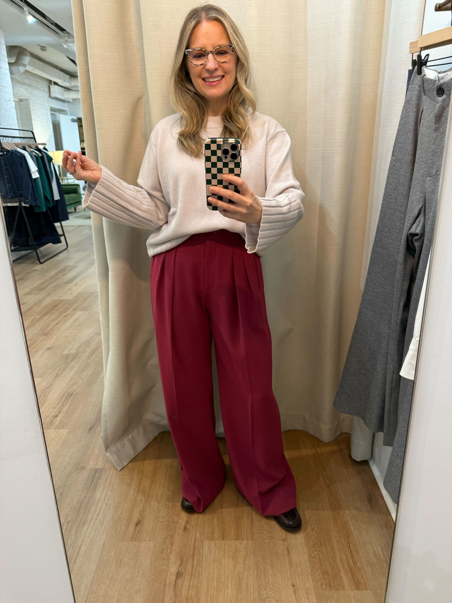 woman wearing the bia pants 