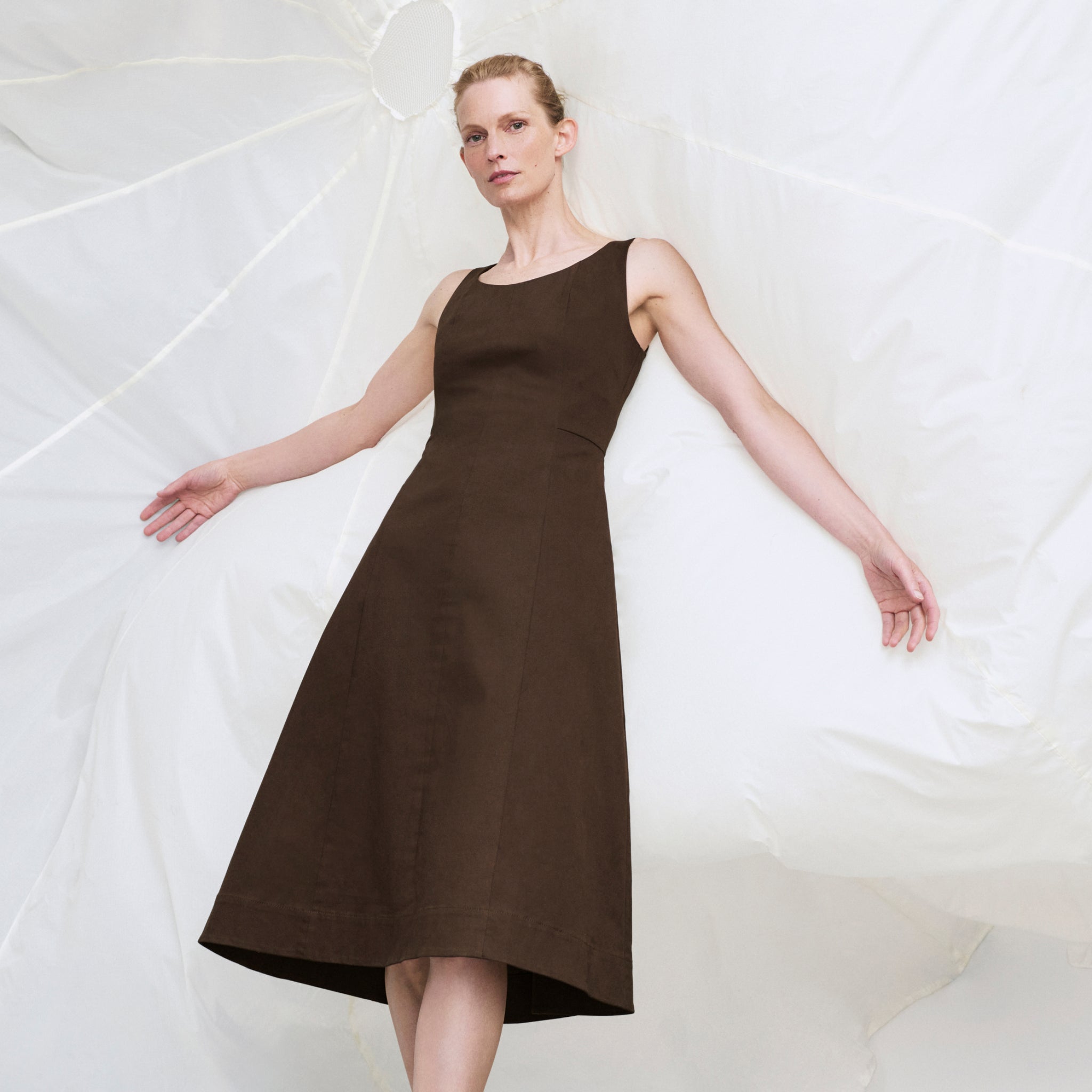 Front image of a woman wearing the Jess Dress in Date