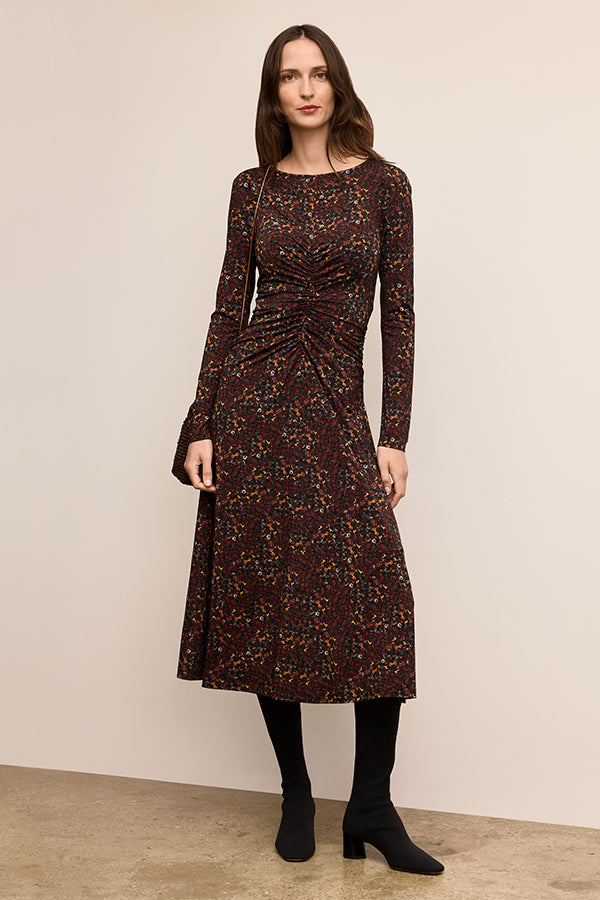 Zita Drape Dress - Printed Jersey :: Autumn Floral, L Zita Drape Dress - Printed Jersey :: Autumn Floral, L