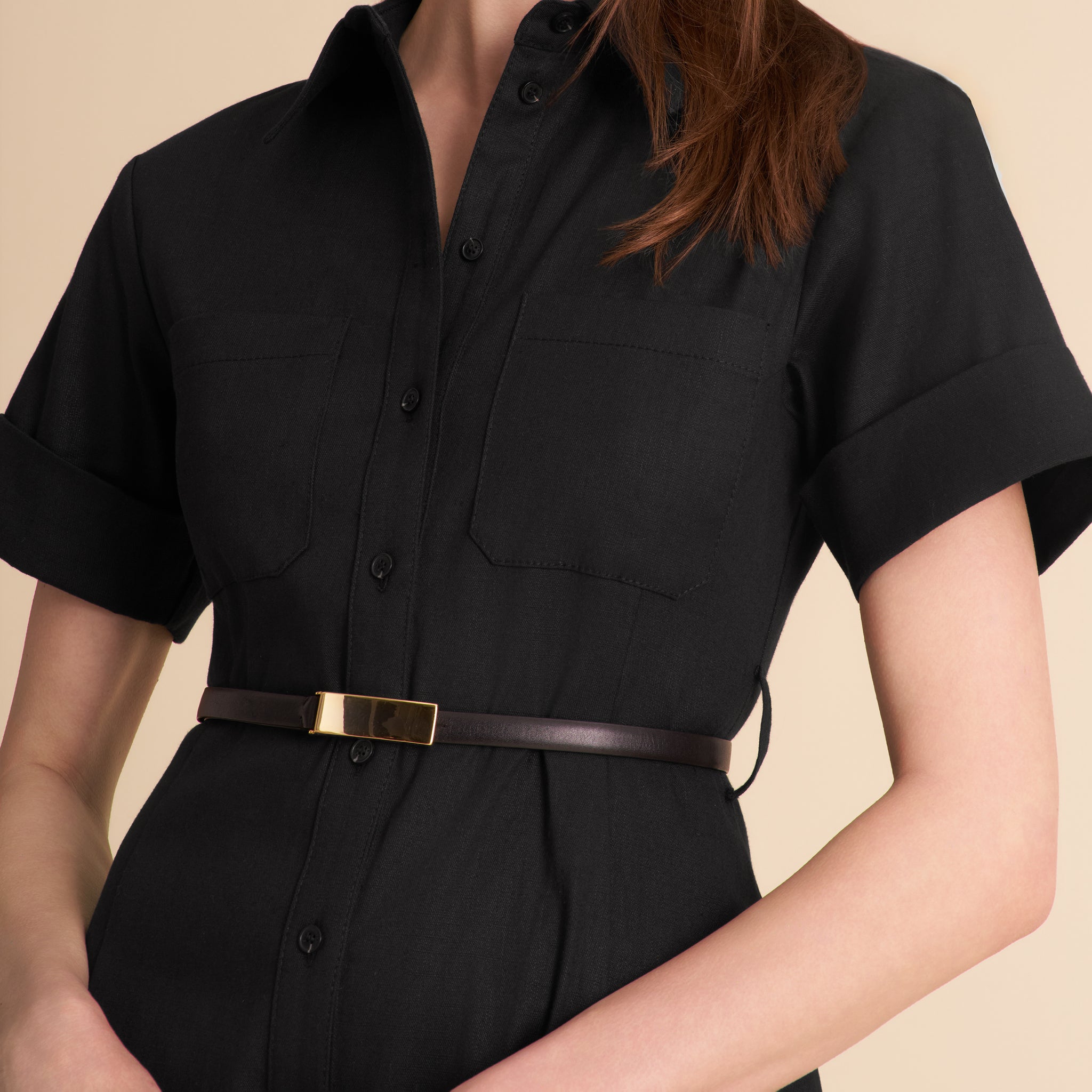 junia linen dress Junia Long Sleeve Mini Dress