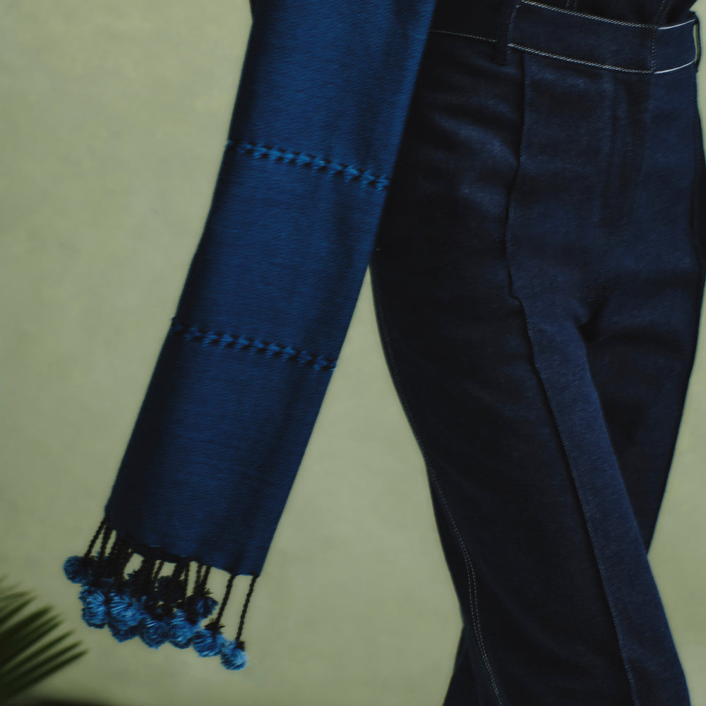 front image of a woman wearing the christy pant in dark wash