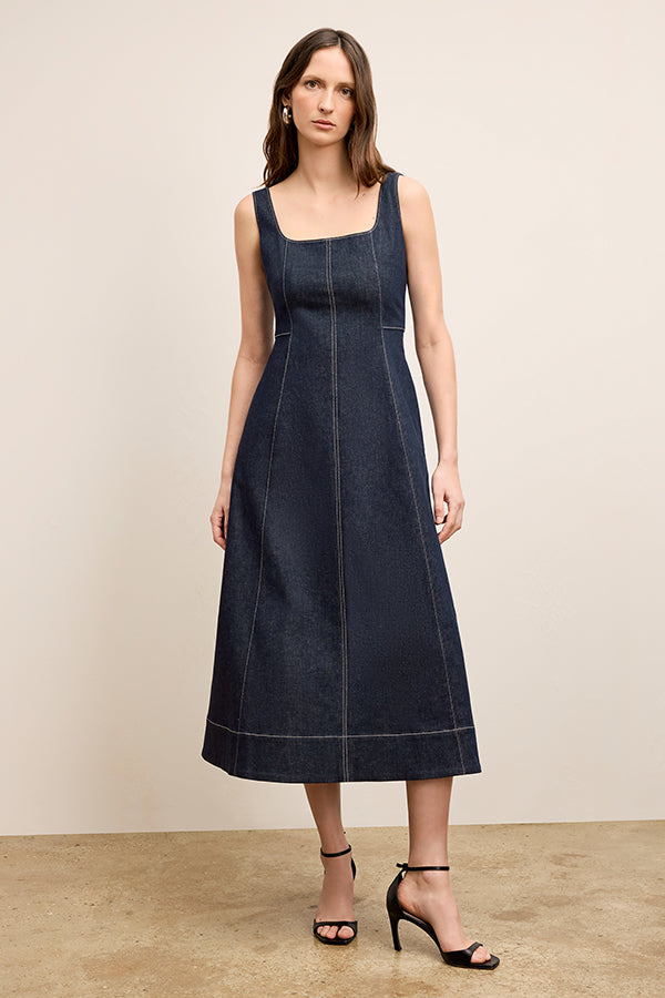 Kenna A-Line Dress - Stretch Denim :: Midnight Wash, 0 Kenna A-Line Dress - Stretch Denim :: Midnight Wash, 0