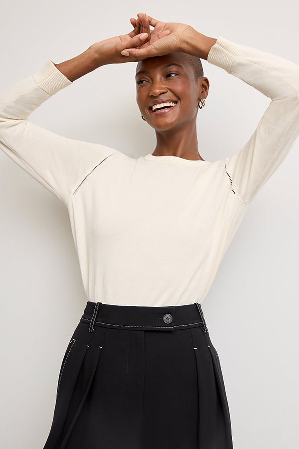 Larissa Pointelle Sweater - 365 Cotton Silk Knit :: Ivory – M.M.