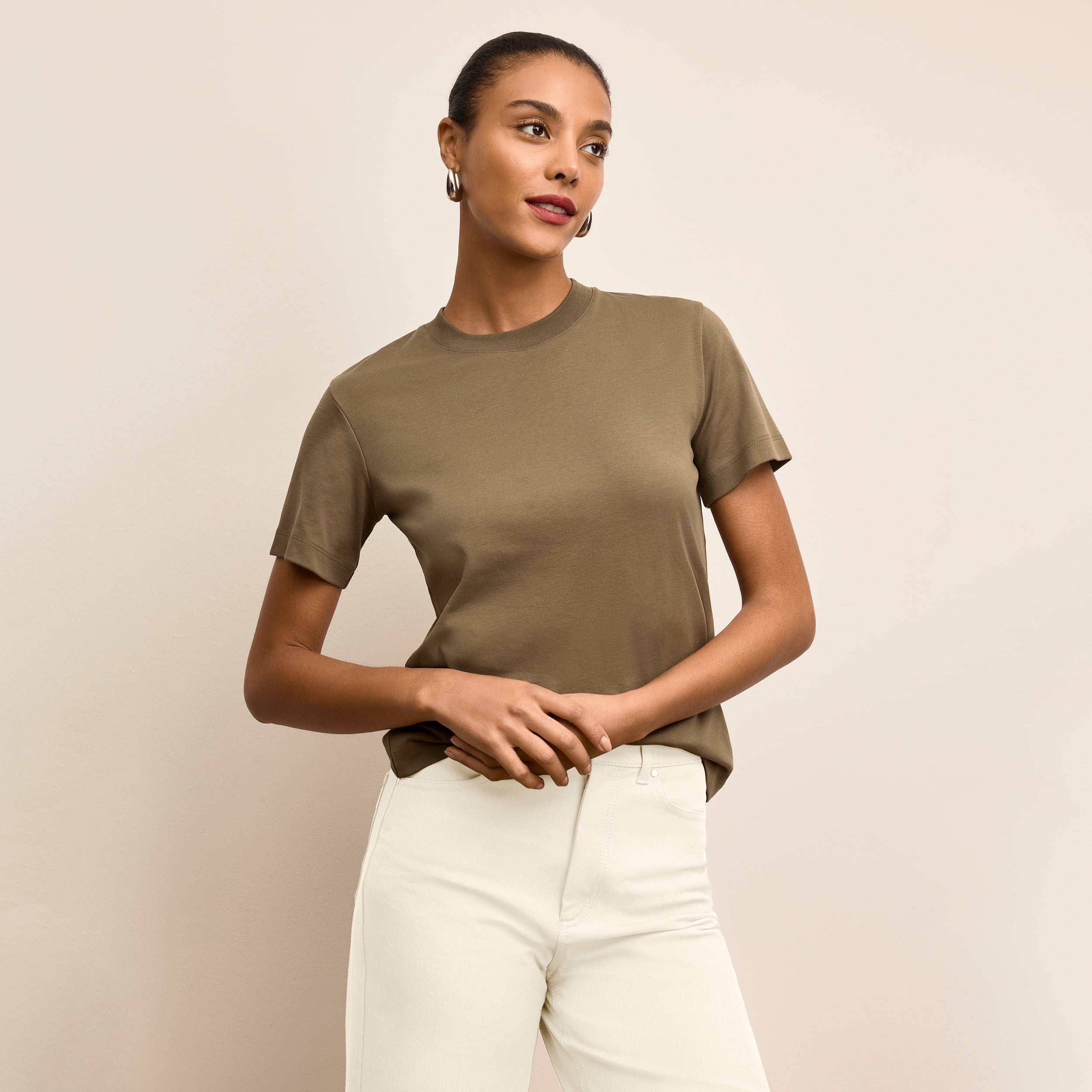 Raquel Long-Sleeve Tee - Organic Pima Cotton :: Caraway