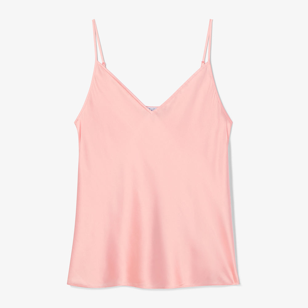 Pink slip camisole on a white background