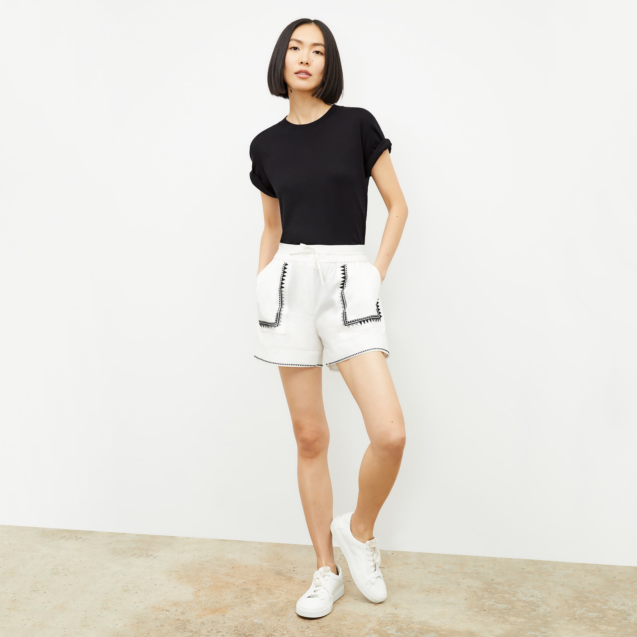 Adina Short - Poplin Embroidery :: White – M.M.LaFleur