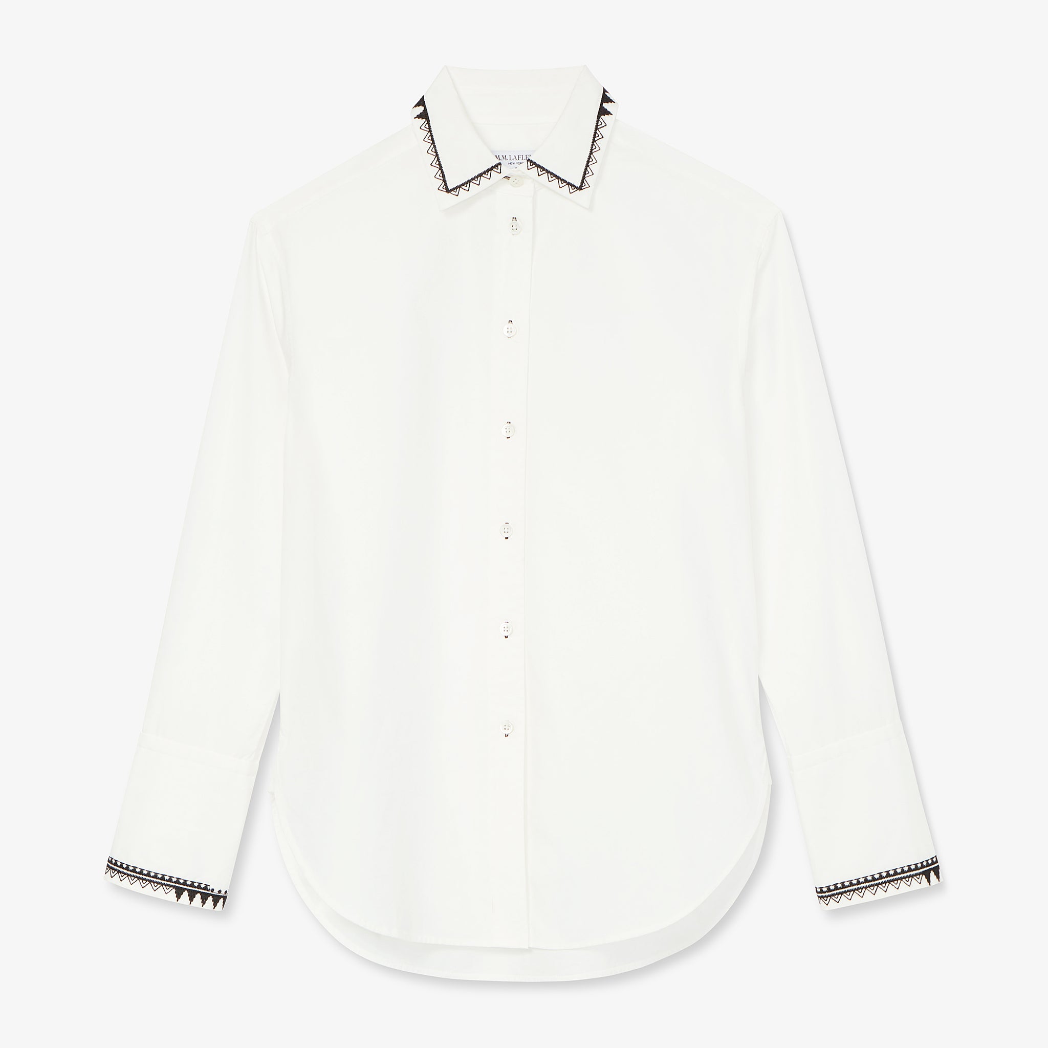 packshot image of the mila button down in white