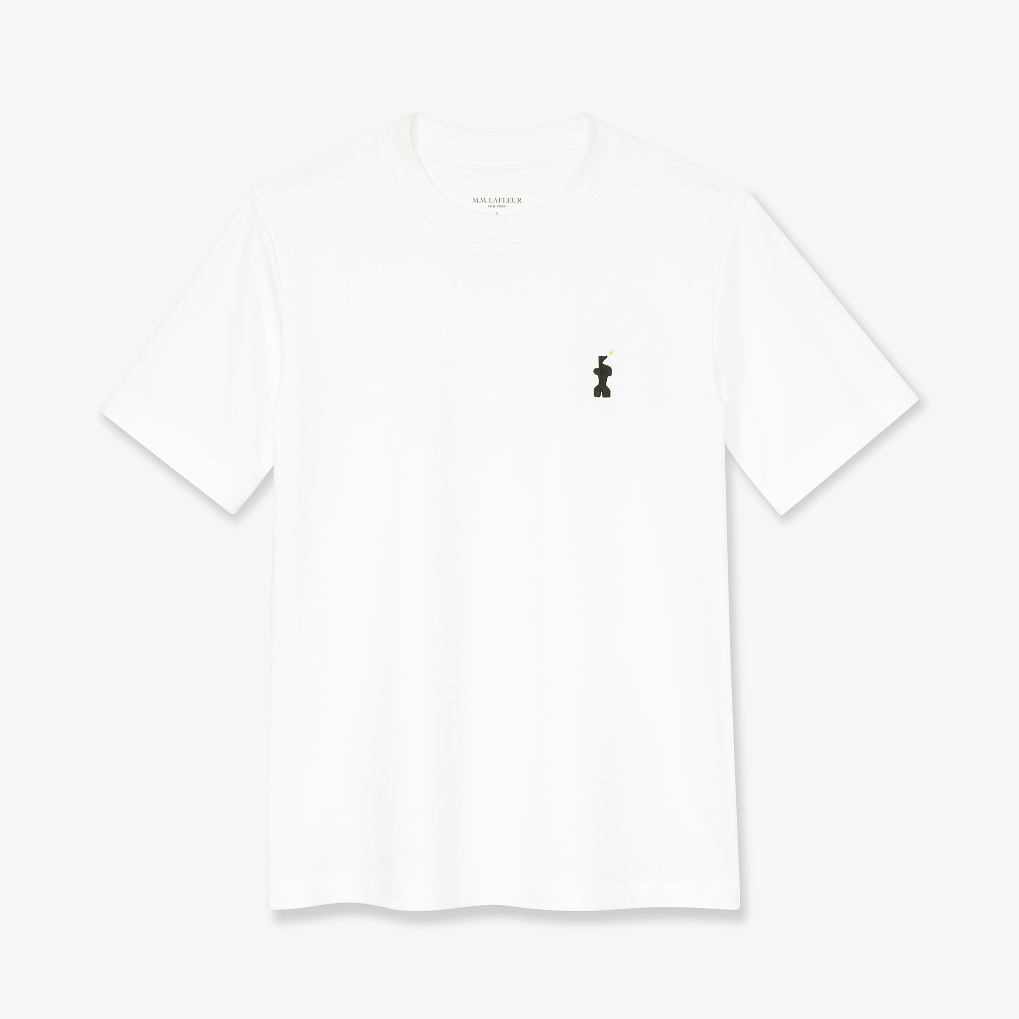 packshot image of the leslie t-shirt embroidered in white