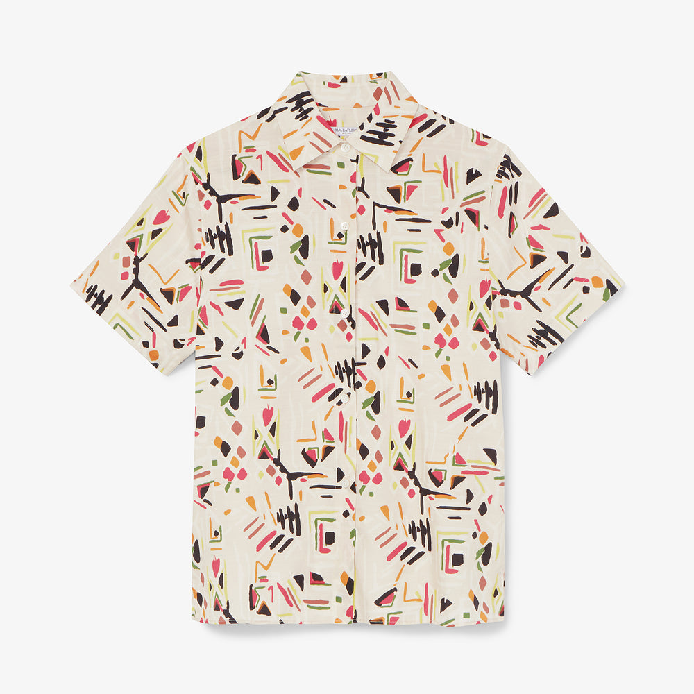 packshot image of the livingston top in rhythm print