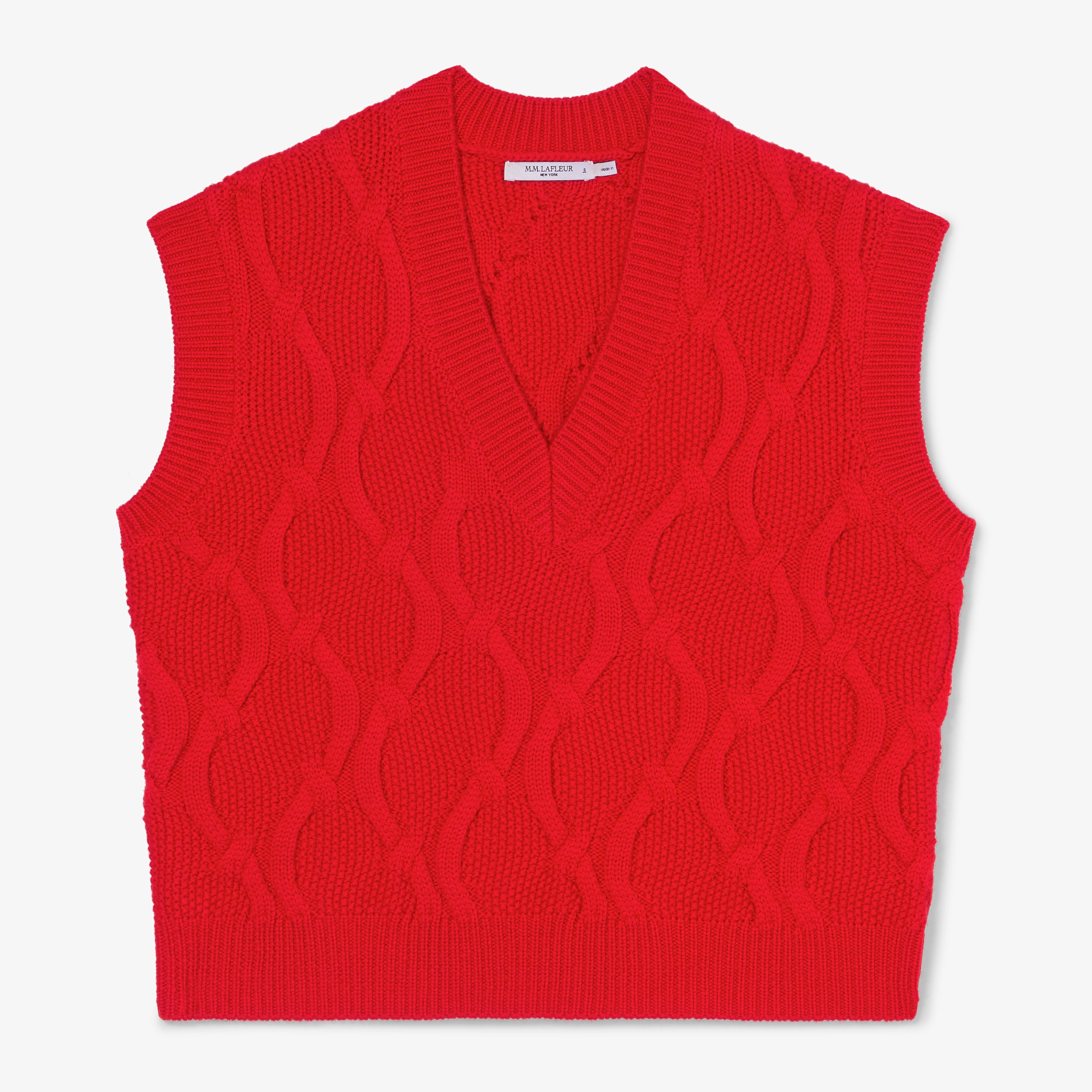 Eloise Vest - Cable Knit :: Strawberry – M.M.LaFleur