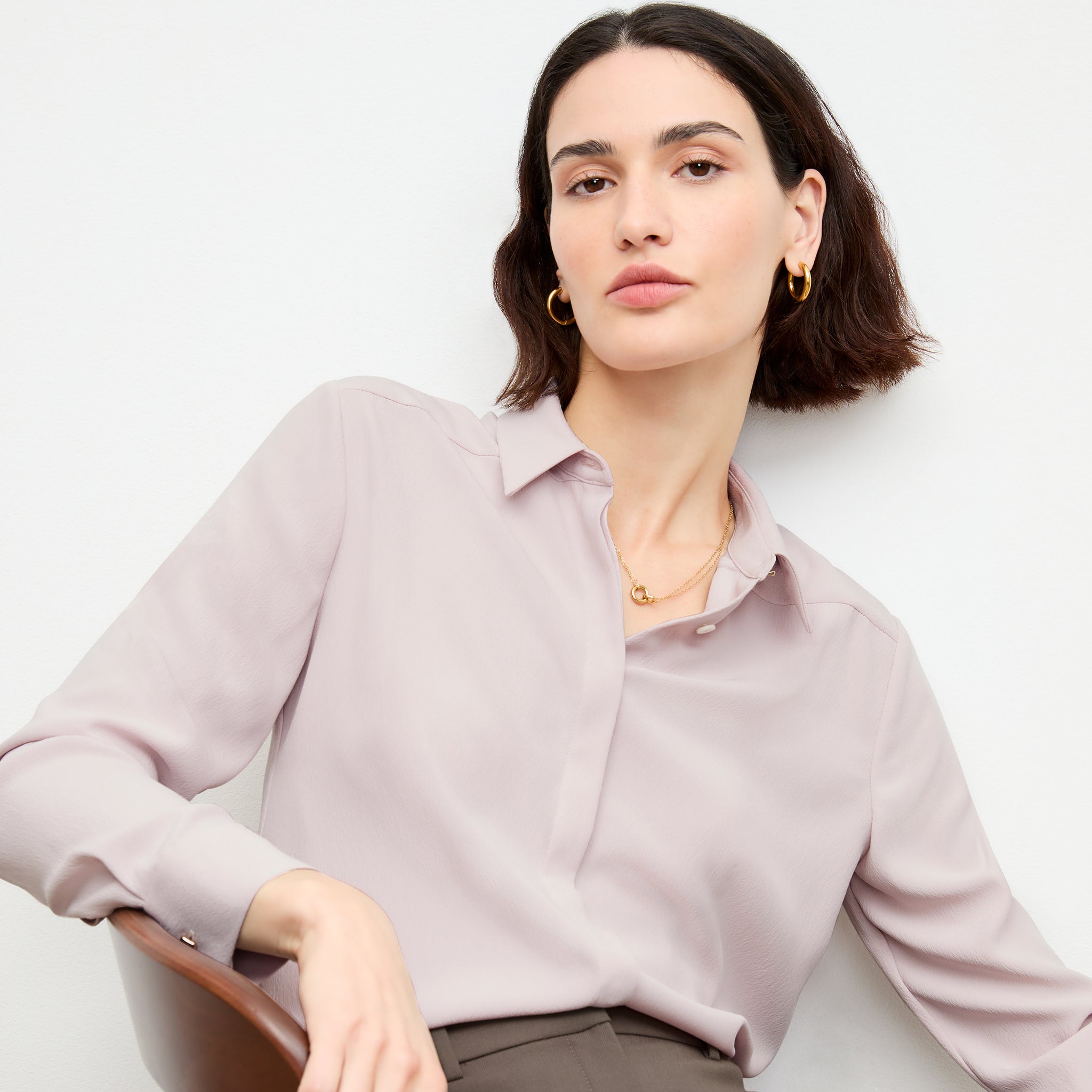 front image of a woman wearing the lagarde top in blossom 