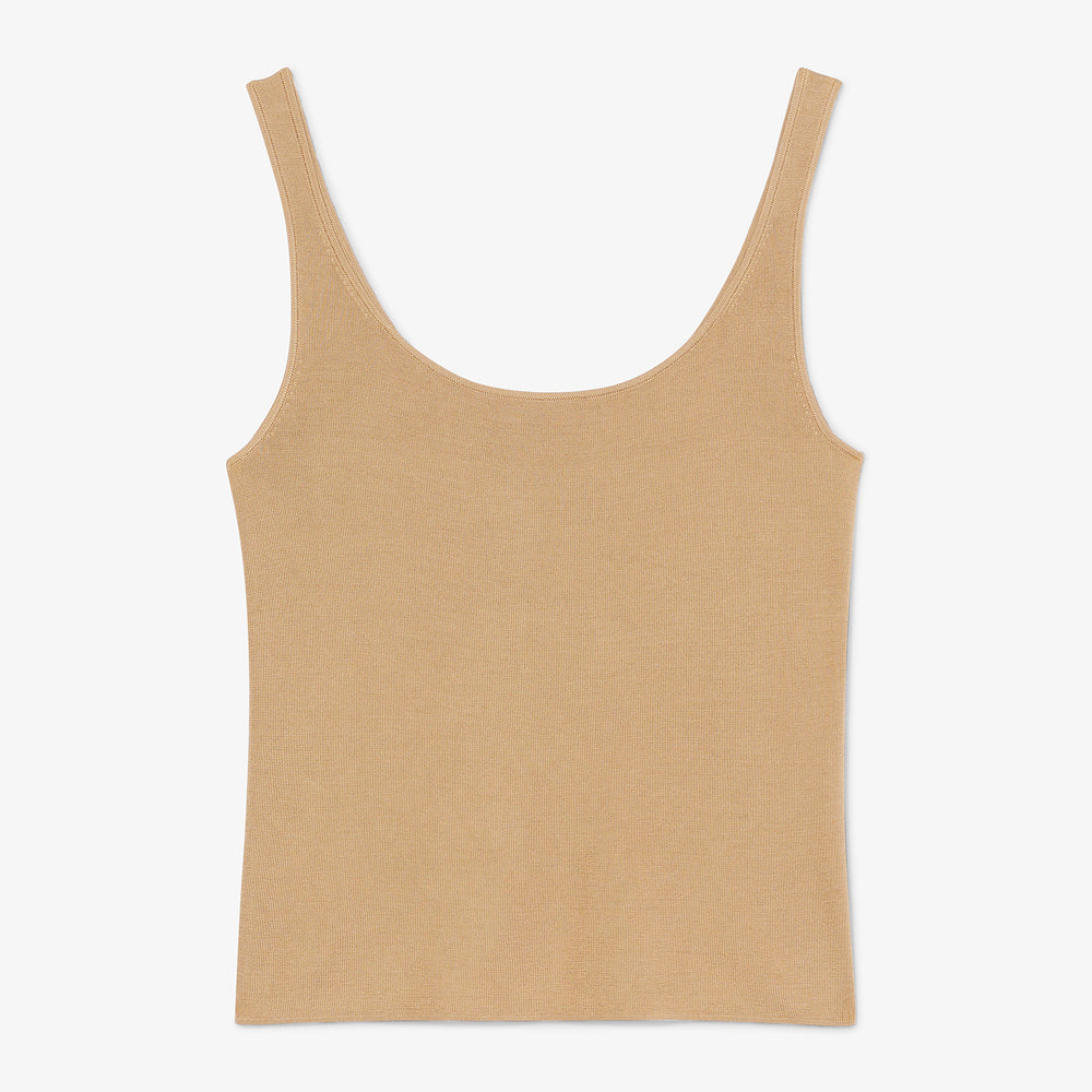 packshot image of the delphine top in camel