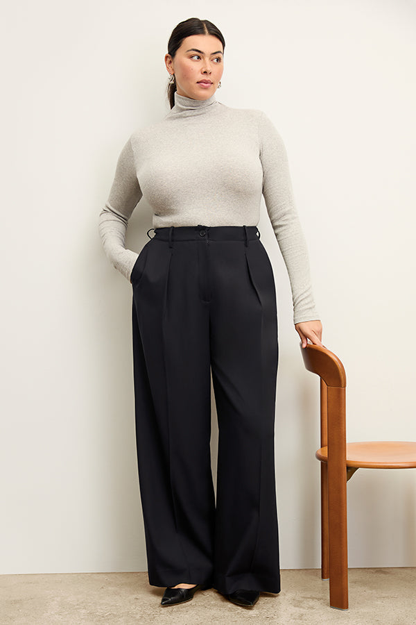 パンツ el conductmrH DAMAGE WOOL TROUSERS Zuri Pleated Trouser - Italian Wool Twill :: Black – M.M.LaFleur
