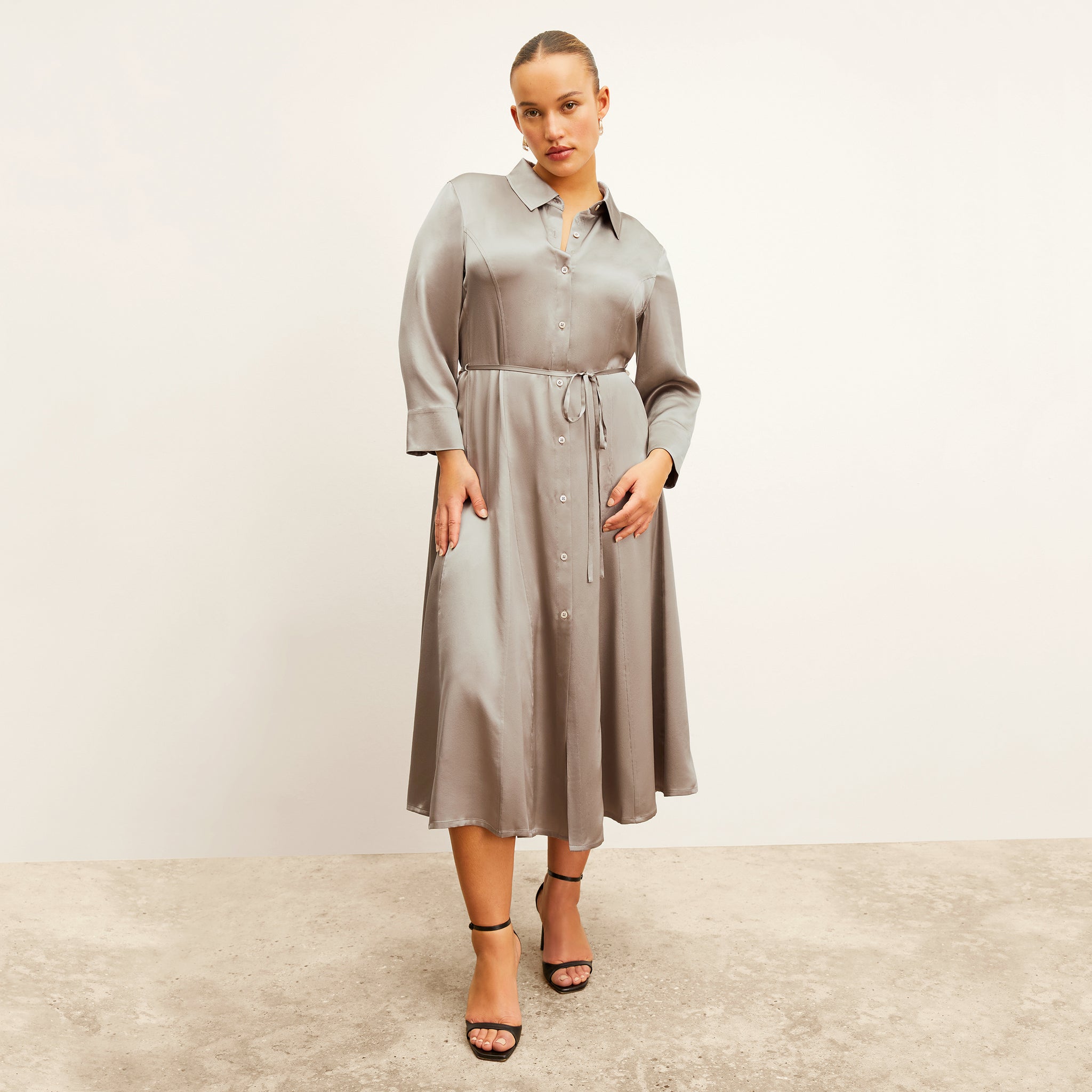Pepper Dress - Washable Silk Charmeuse :: Dune – M.M.LaFleur