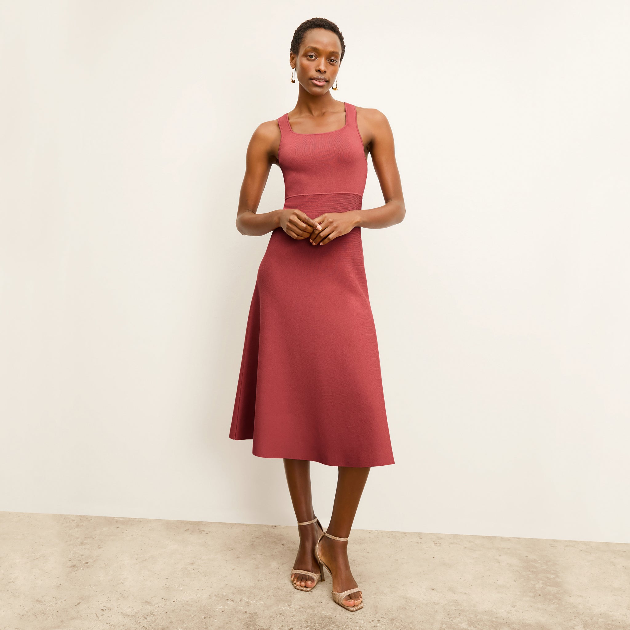 carnation red dress Carolina Herrera carnation-embroidered scoop-neck Dress | Red