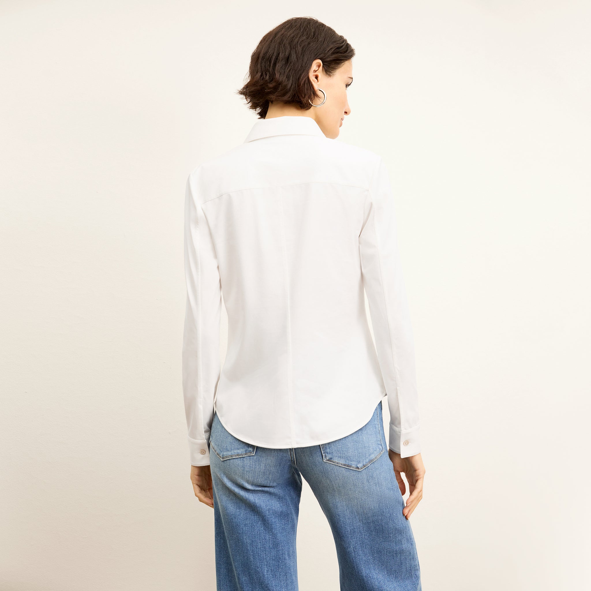 Back image of a woman wearing the Clemens