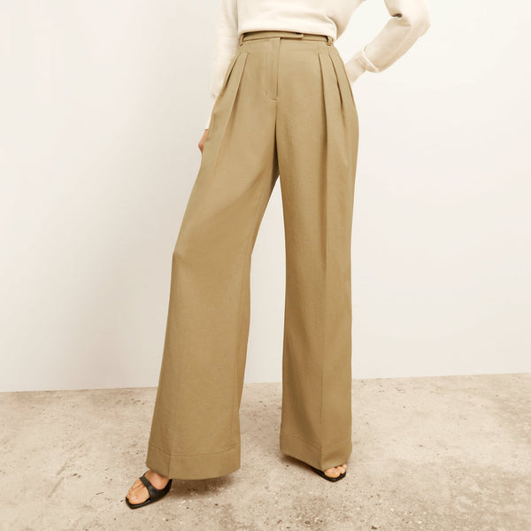 Bia Pleated Trouser - Air Twill :: Macaroon – M.M.LaFleur