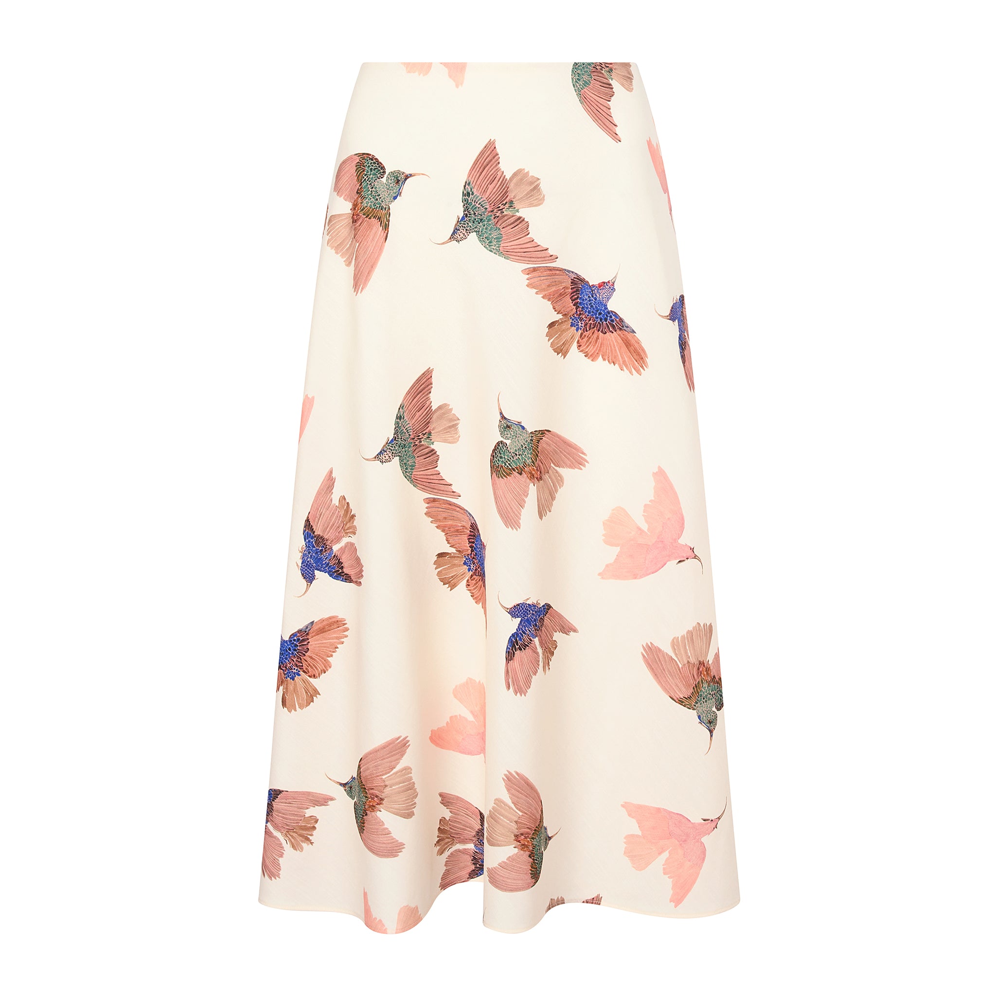 packshot image of the orchard skirt in hummingbird print