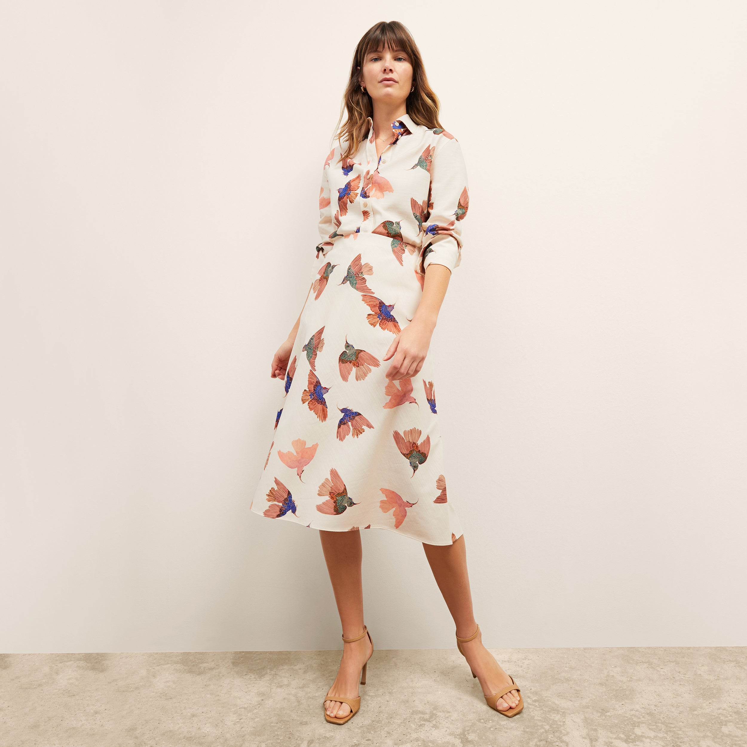 Estela A-Line Dress - Airy Cotton :: Hummingbird Print