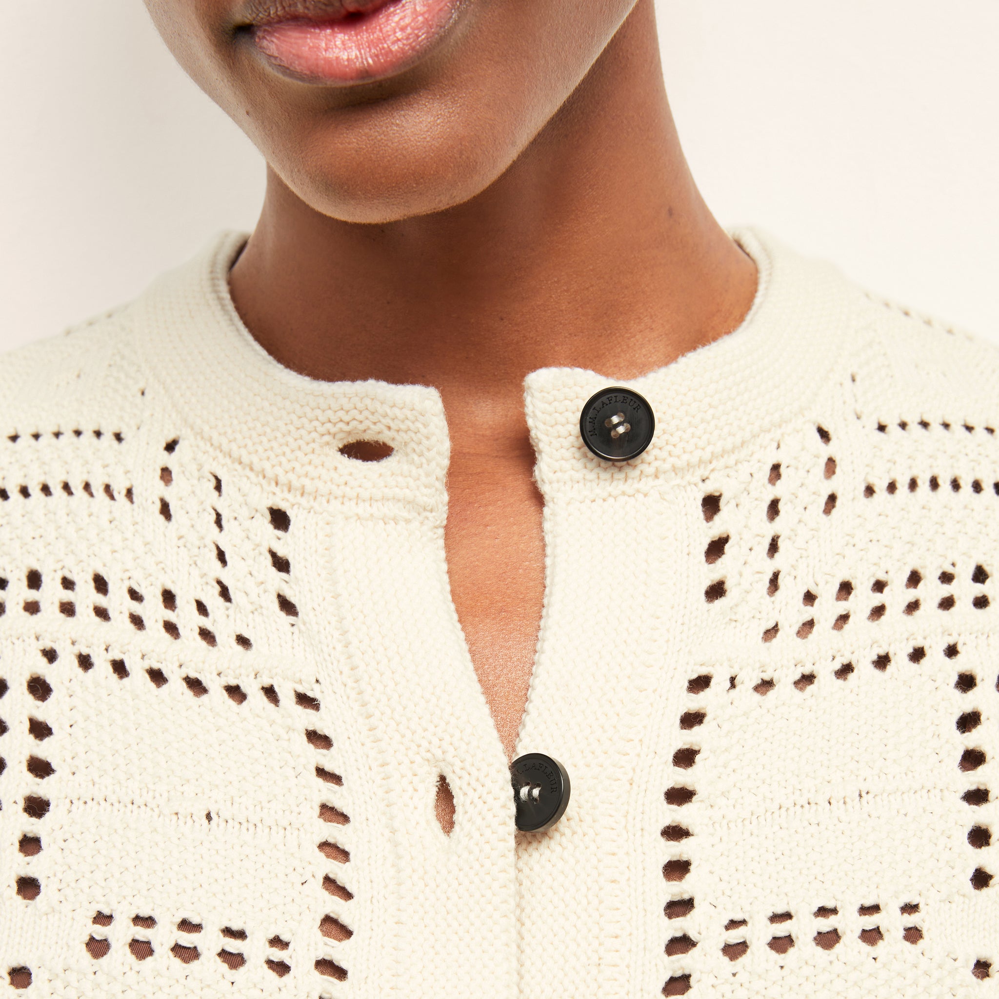 Front image of a woman wearing the Zosia Top in Natural 