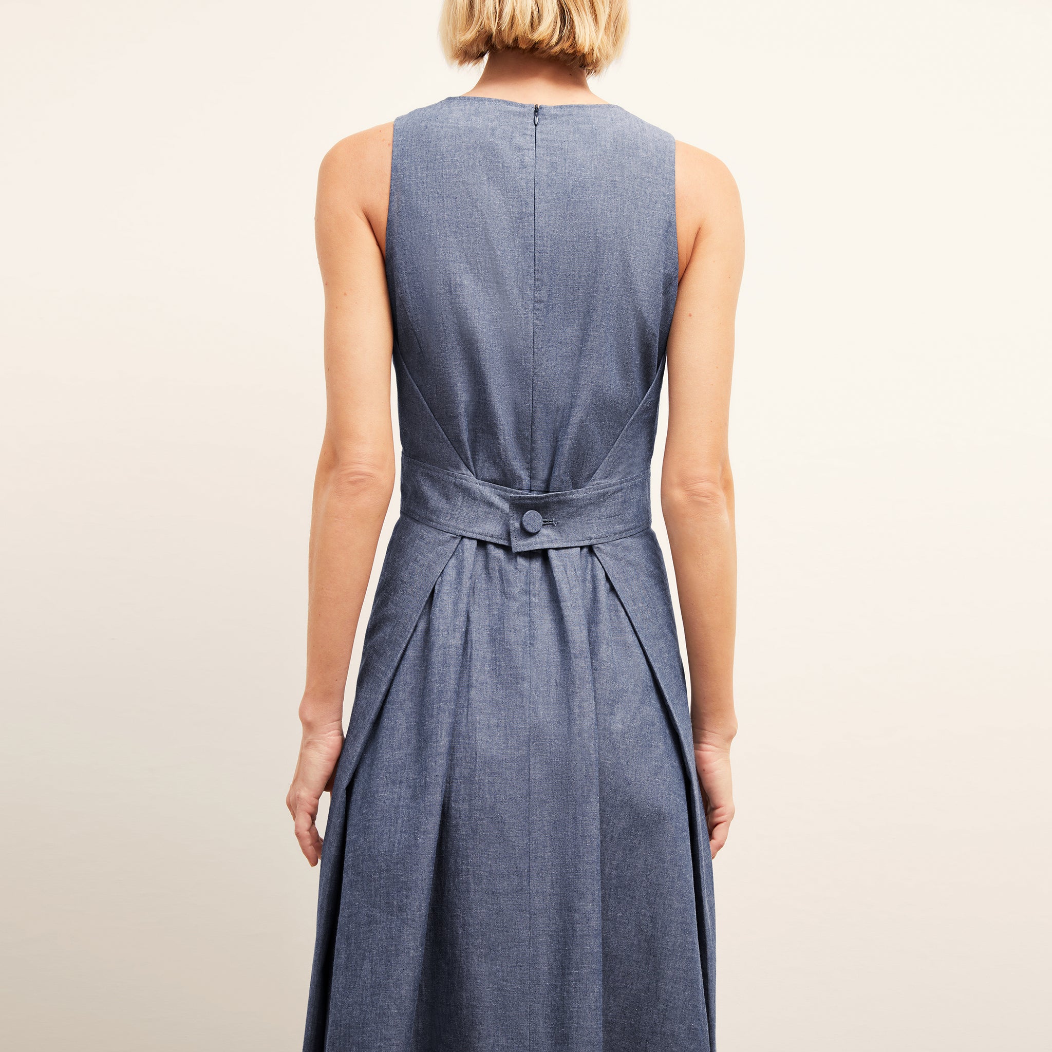 back image of the estela dress in clear blue