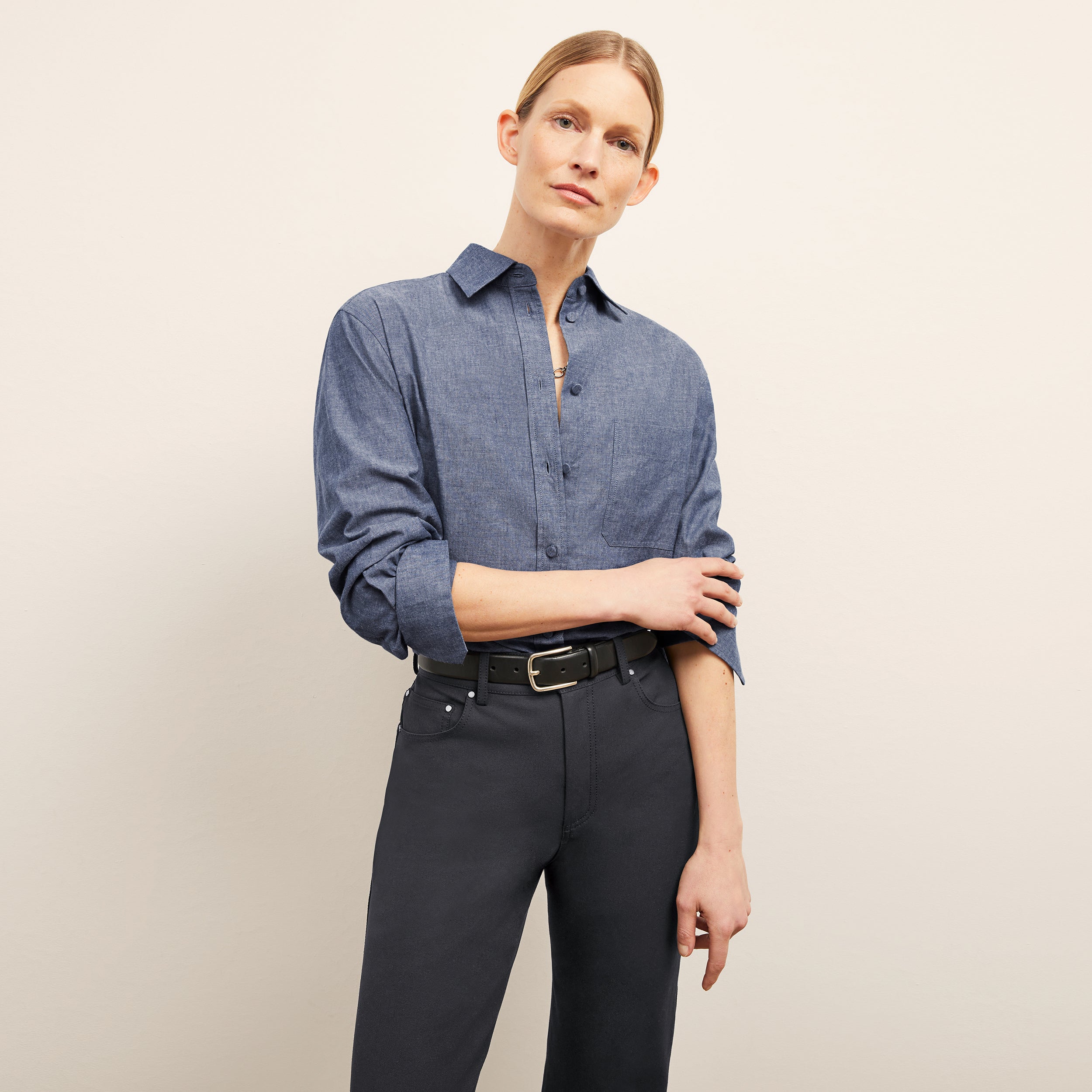 Siobhan Top - Chambray :: Clear Blue – M.M.LaFleur