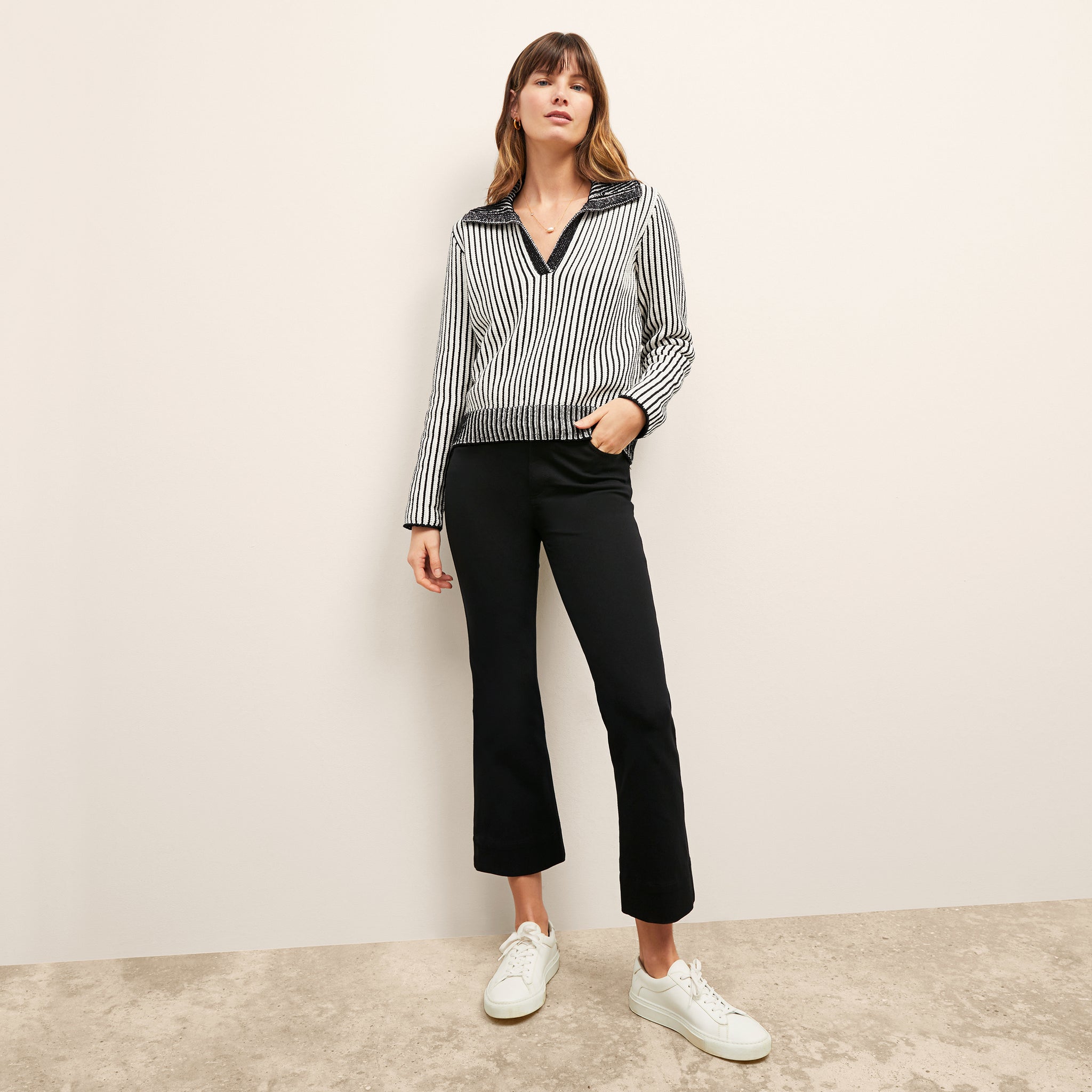 Kick Flare Foster Pant - PowerStretch Plaid :: Black/White