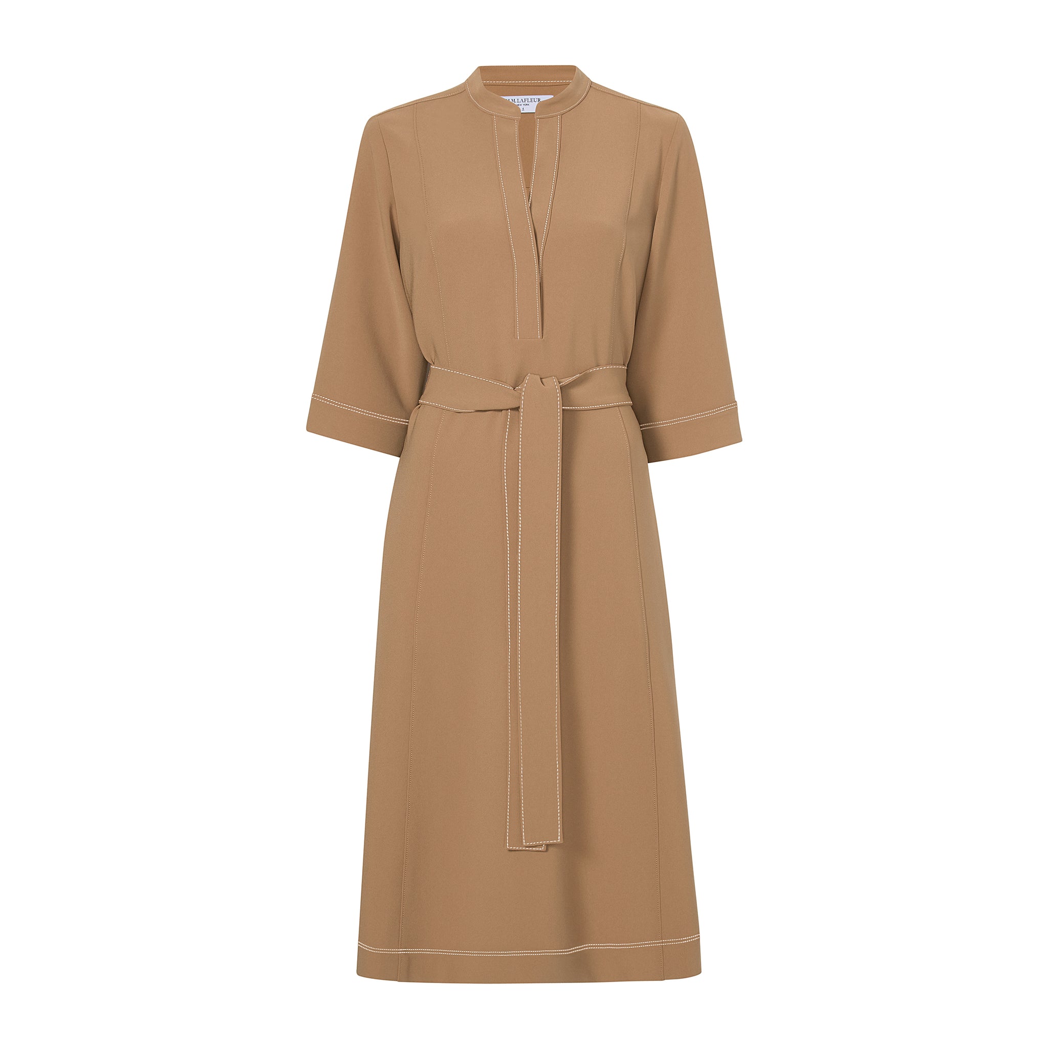 Lauleh Tunic Dress - Everyday Crepe with Topstitch :: Light Saddle M.M.LaFleur Lauleh Tunic Dress - Everyday Crepe with Topstitch :: Light Saddle M.M.LaFleur