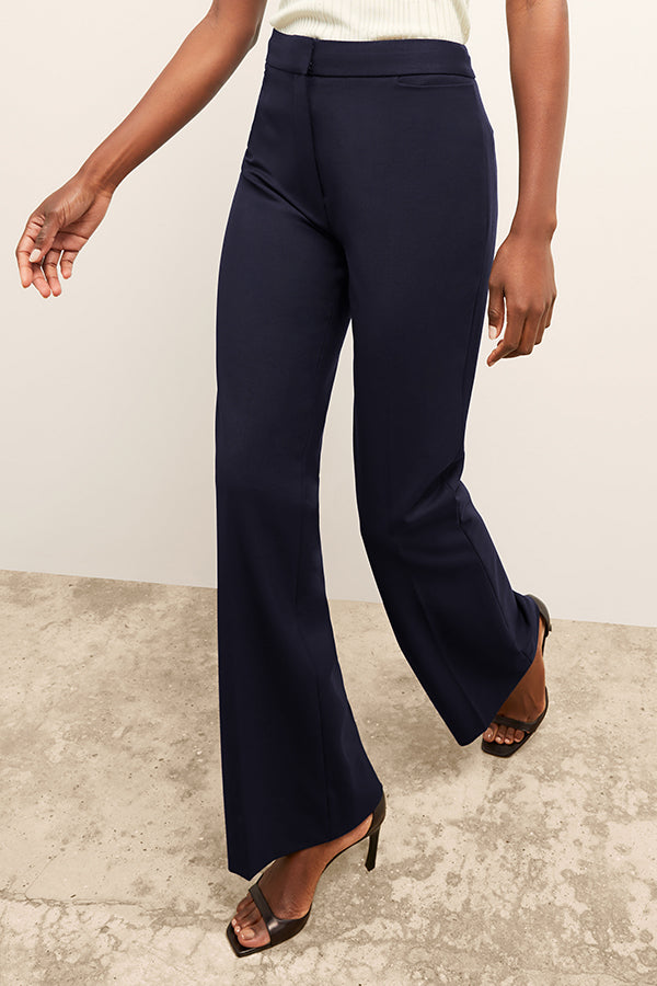 Horton Flare Trouser - Italian Wool Twill :: Dark Navy – M.M.LaFleur