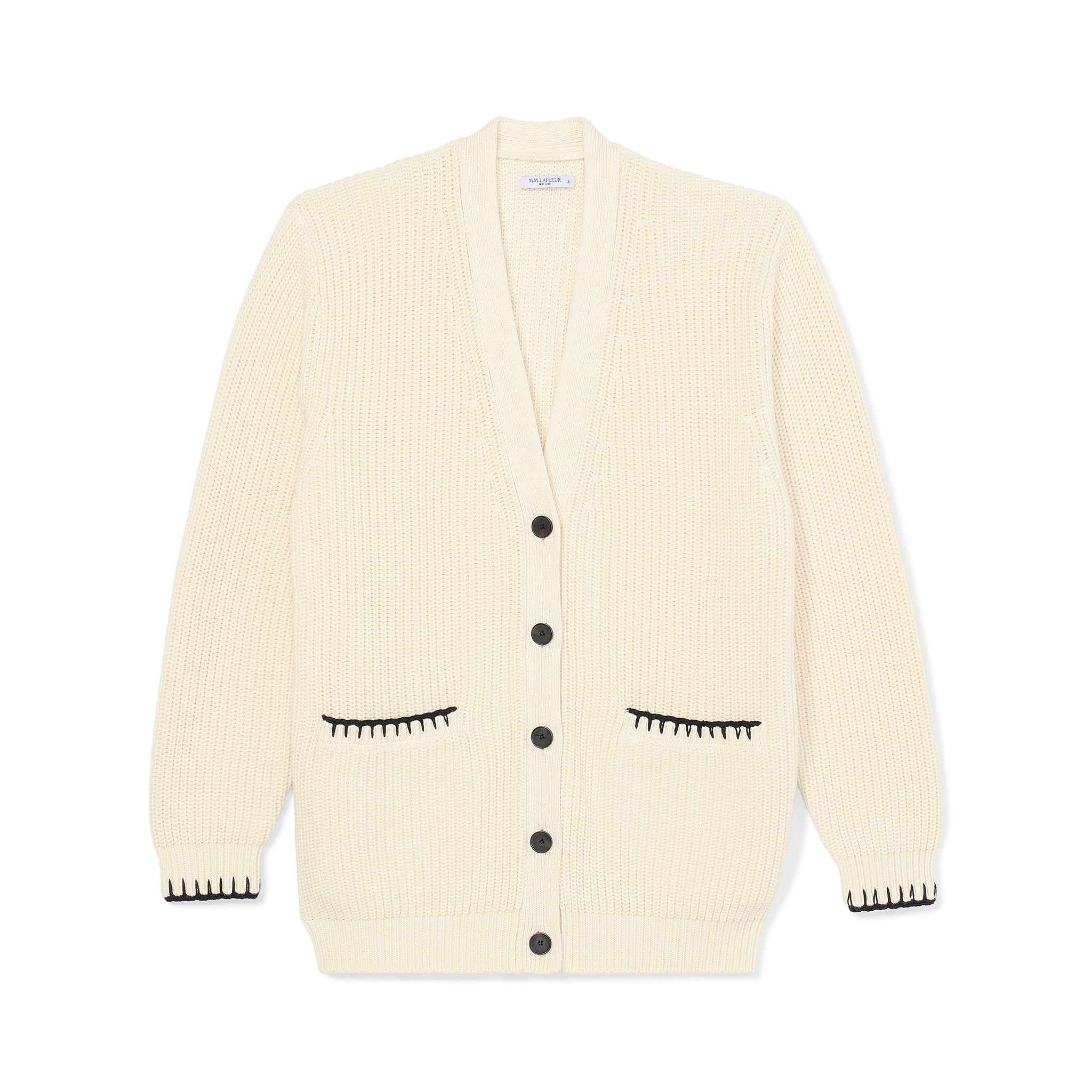 packshot image of the cookie cardigan in contrast knit 