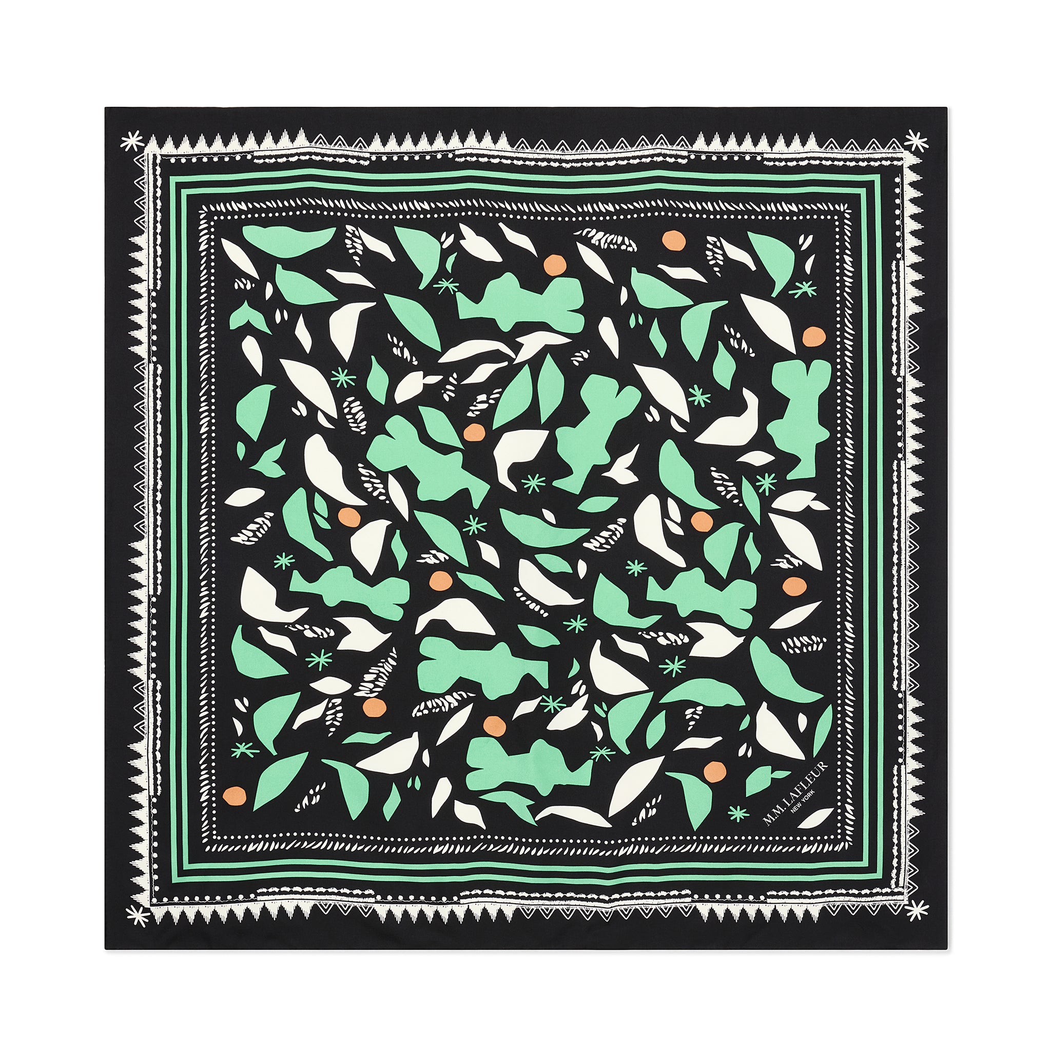 packshot image of the washable silk scarf in seafoam icon print 